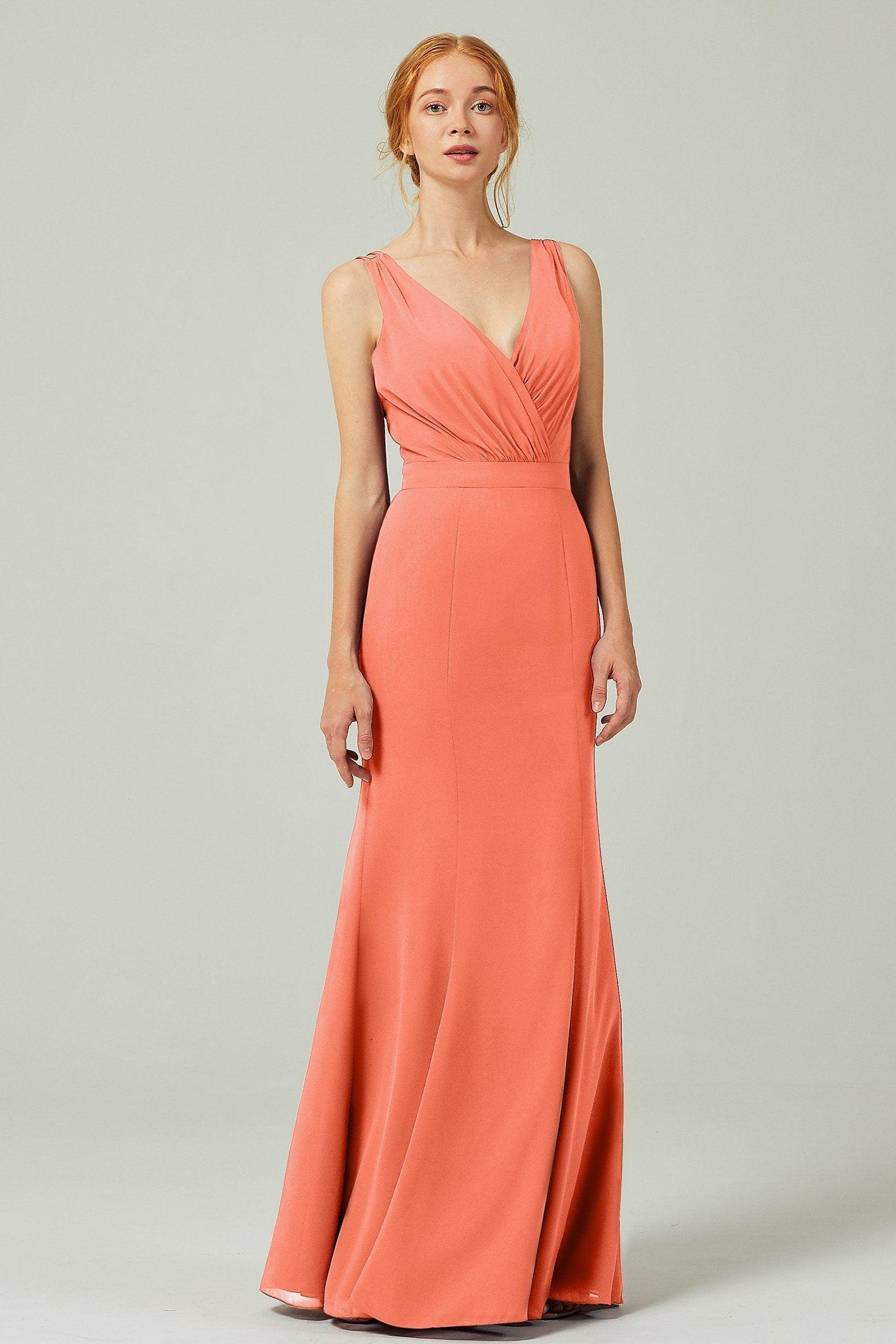 Sheath-Column Floor Length Chiffon Bridesmaid Dress CB0291