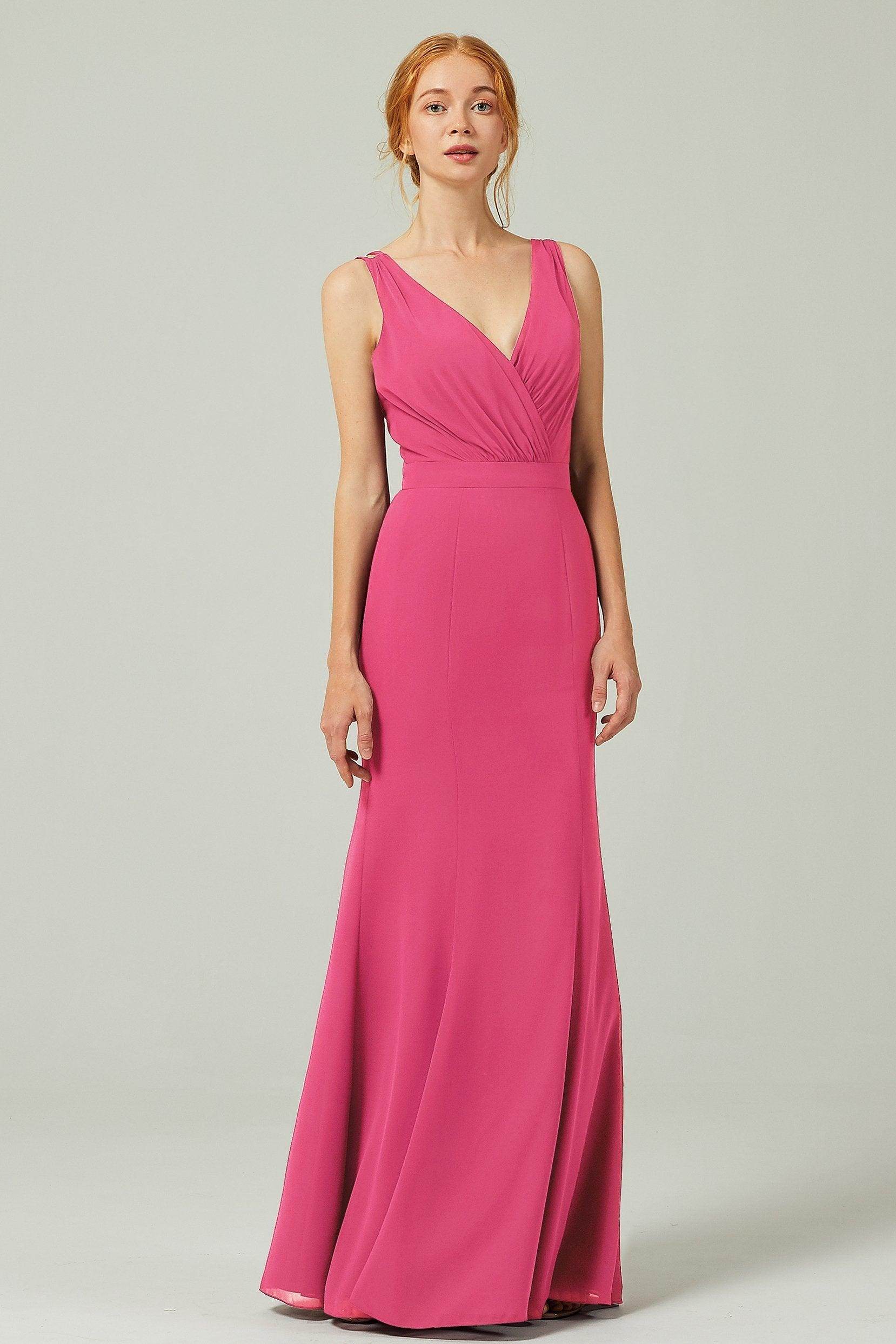Sheath-Column Floor Length Chiffon Bridesmaid Dress CB0291