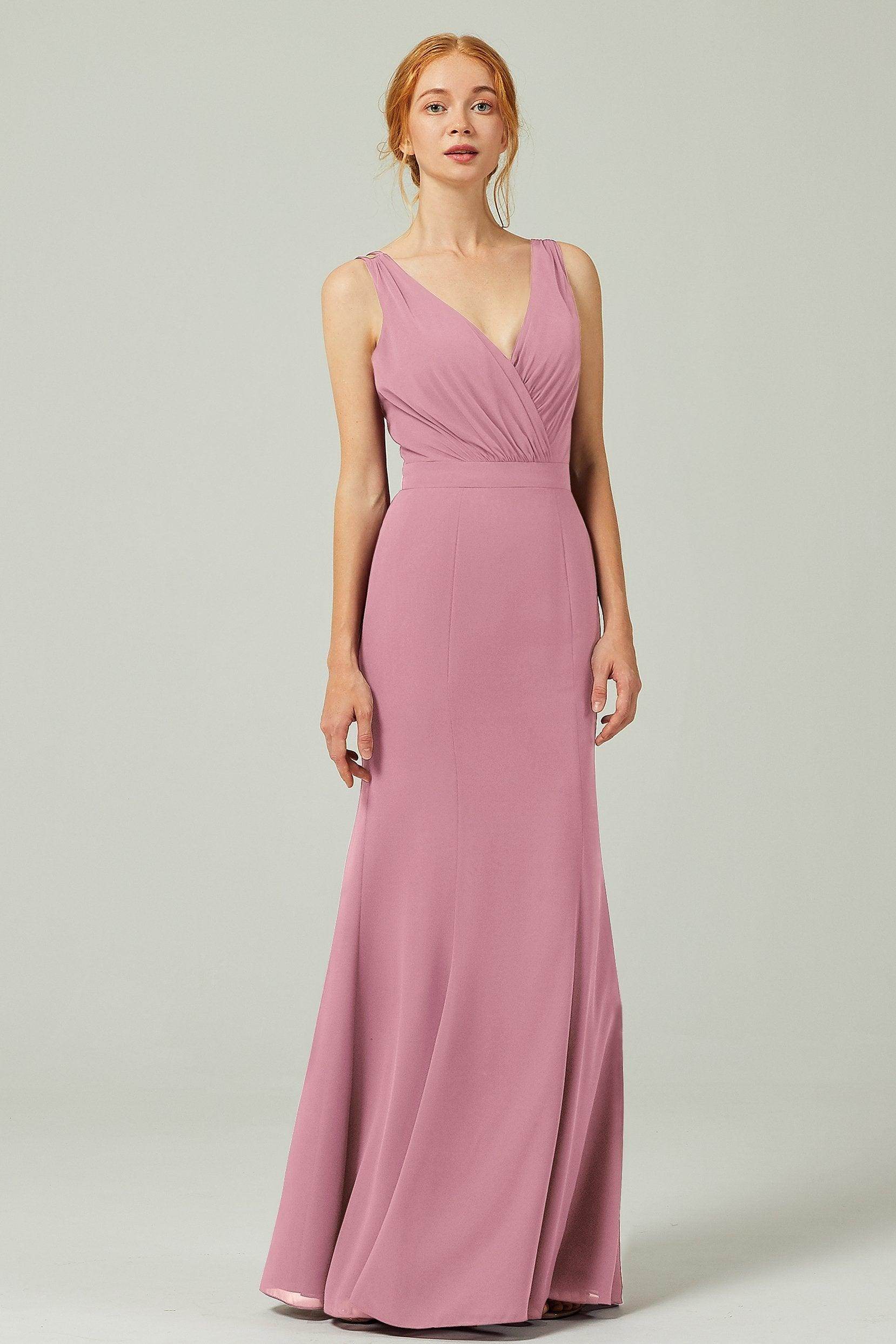 Sheath-Column Floor Length Chiffon Bridesmaid Dress CB0291