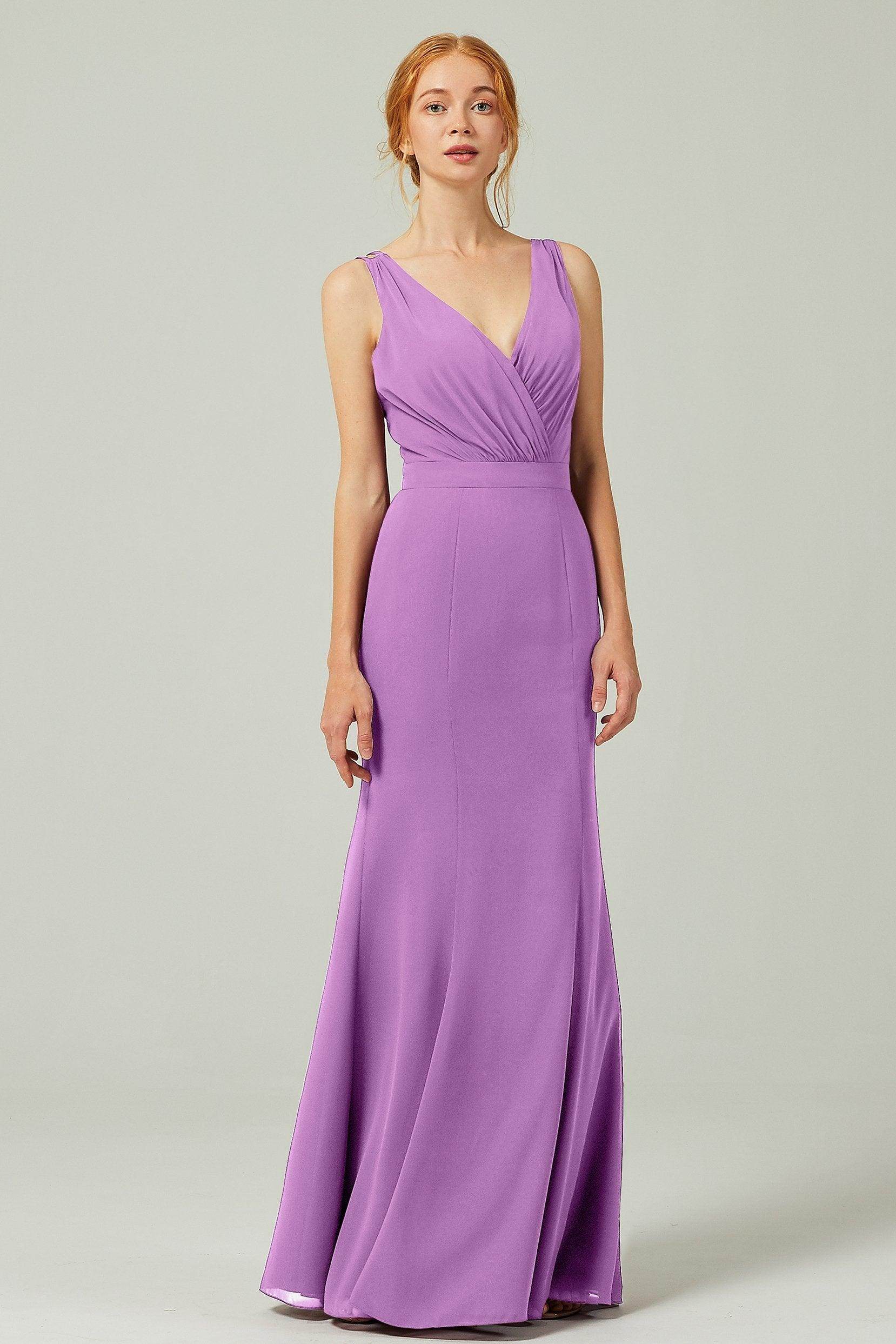 Sheath-Column Floor Length Chiffon Bridesmaid Dress CB0291