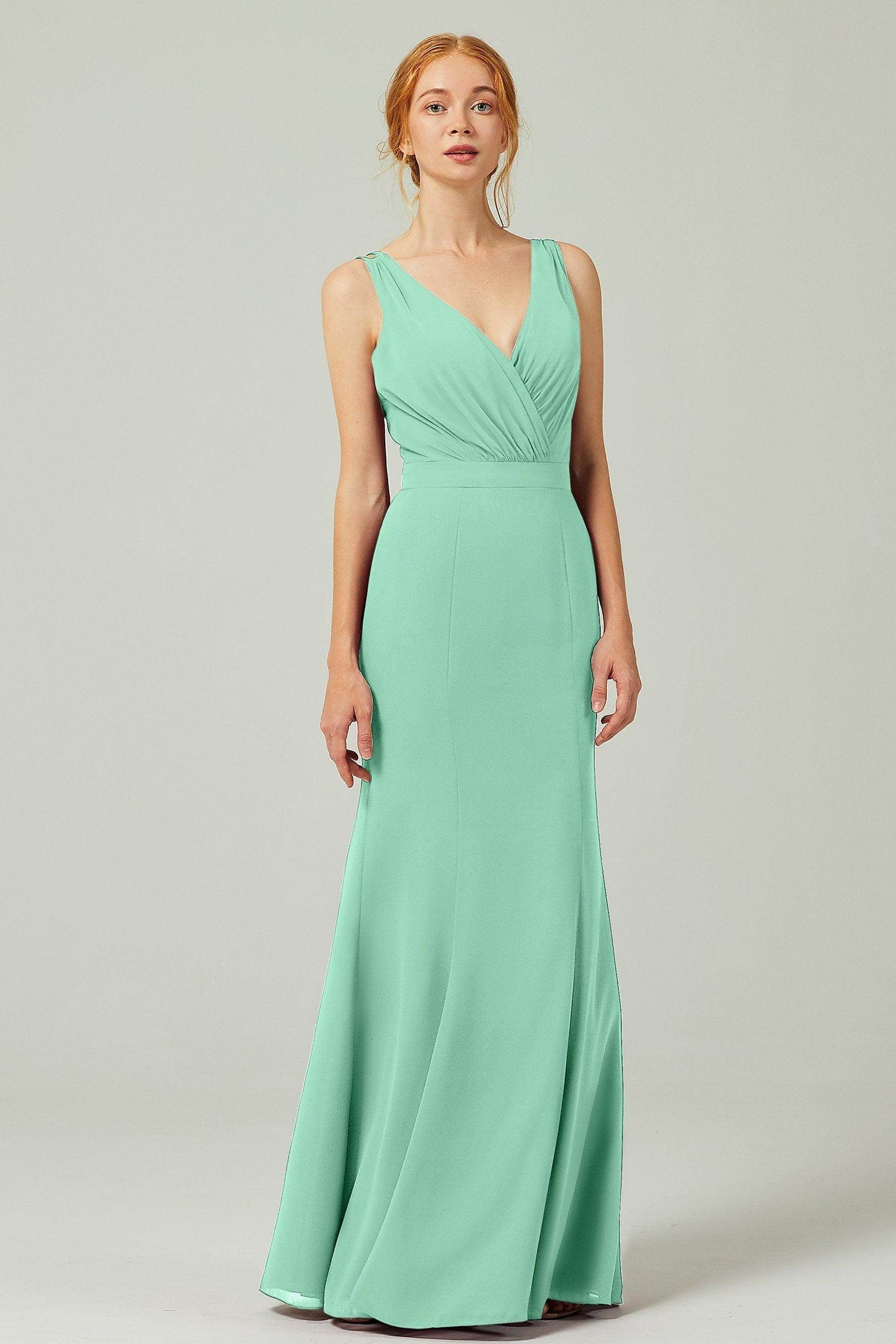Sheath-Column Floor Length Chiffon Bridesmaid Dress CB0291