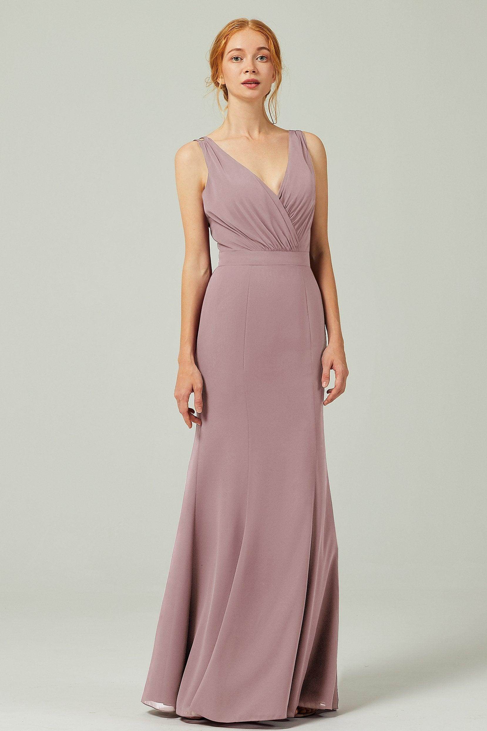 Sheath-Column Floor Length Chiffon Bridesmaid Dress CB0291