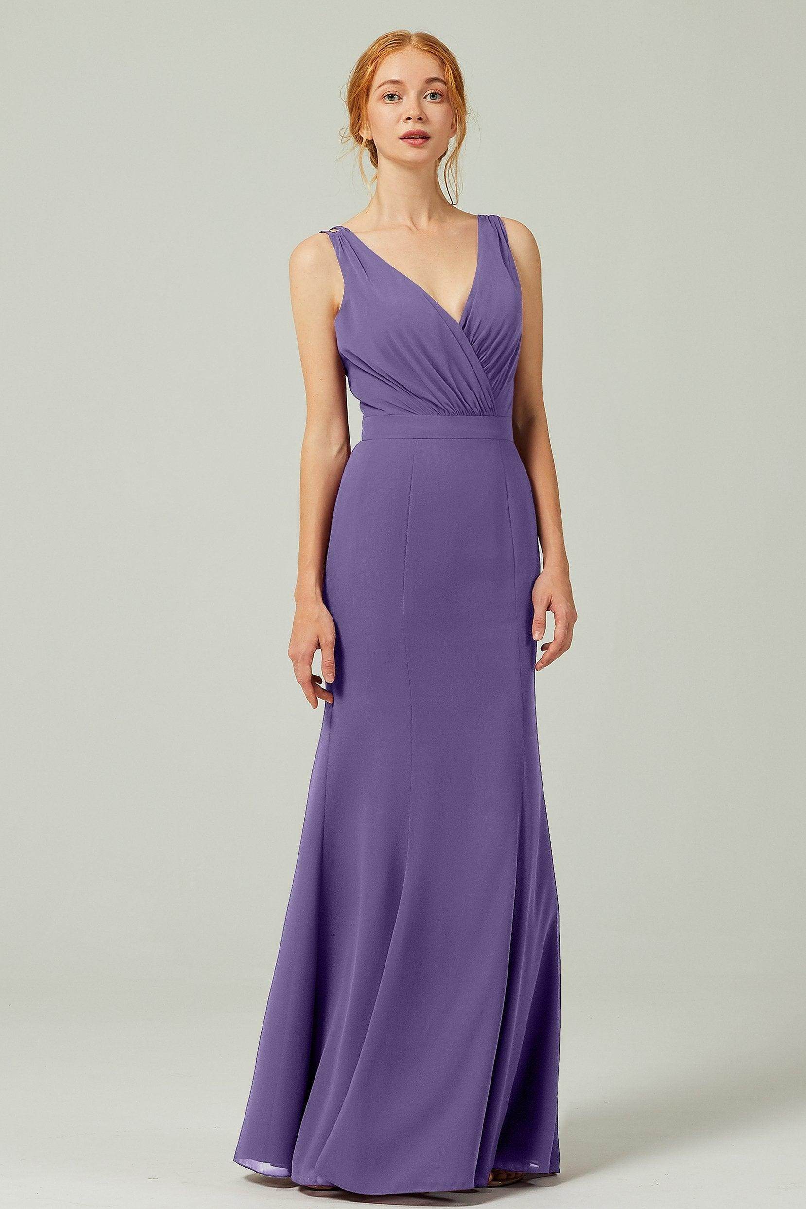 Sheath-Column Floor Length Chiffon Bridesmaid Dress CB0291