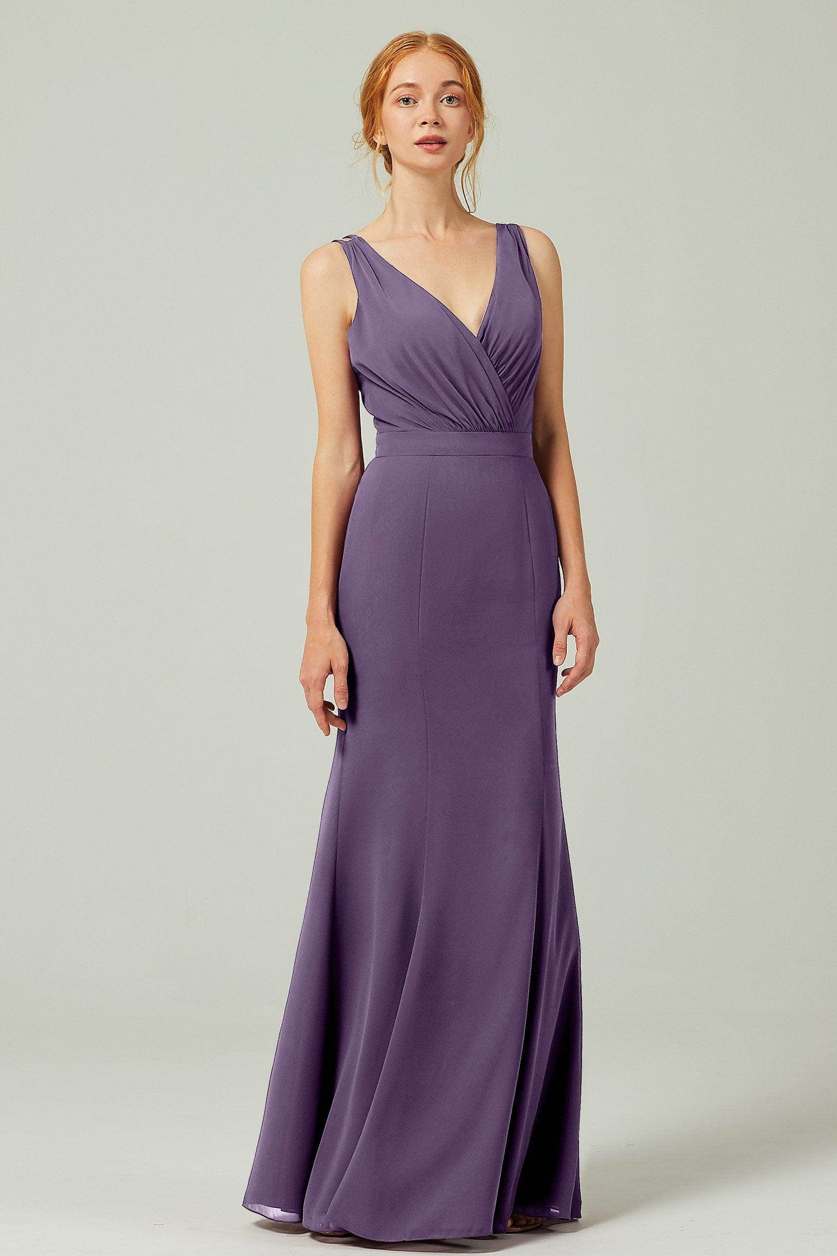 Sheath-Column Floor Length Chiffon Bridesmaid Dress CB0291