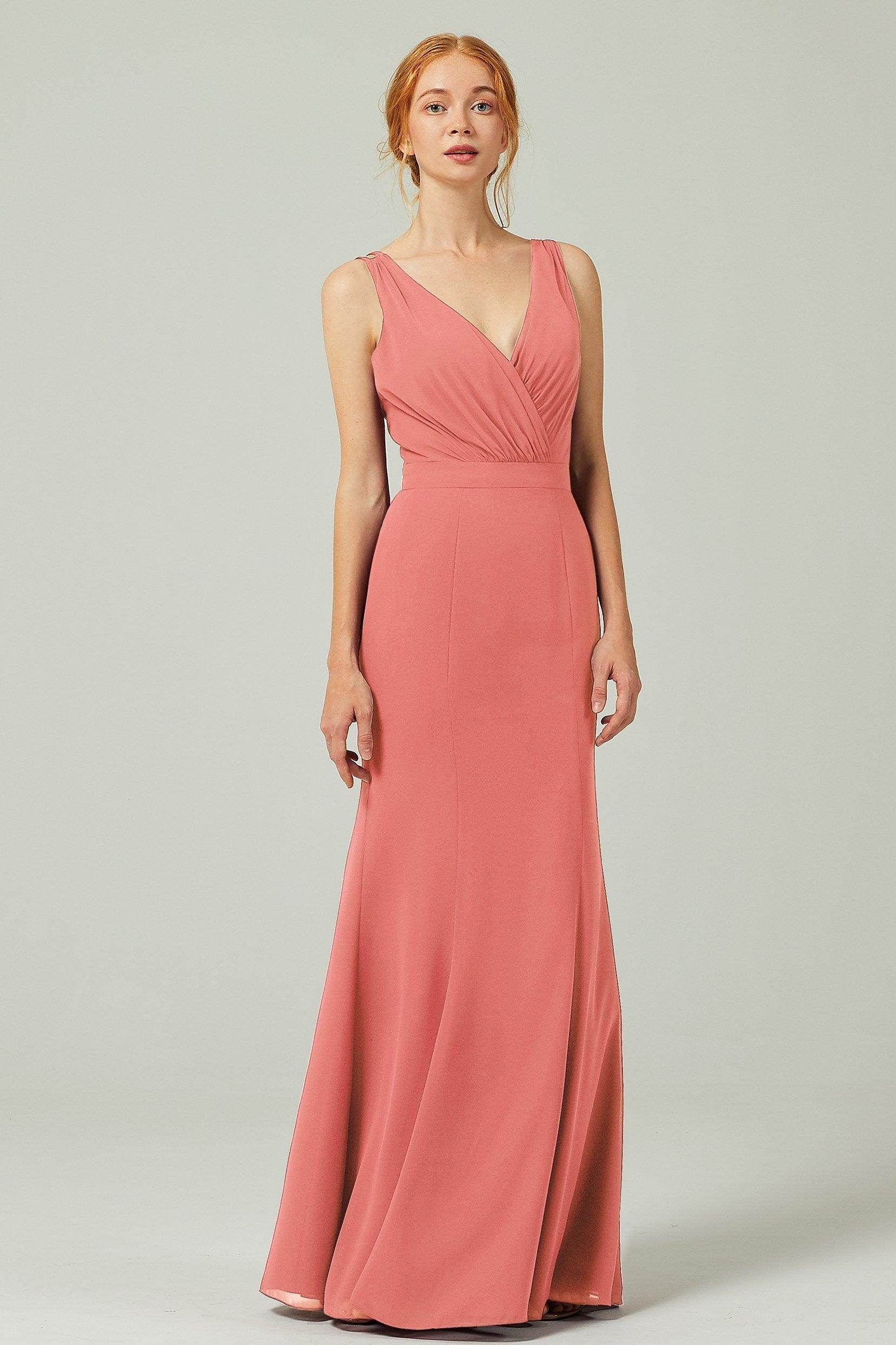 Sheath-Column Floor Length Chiffon Bridesmaid Dress CB0291