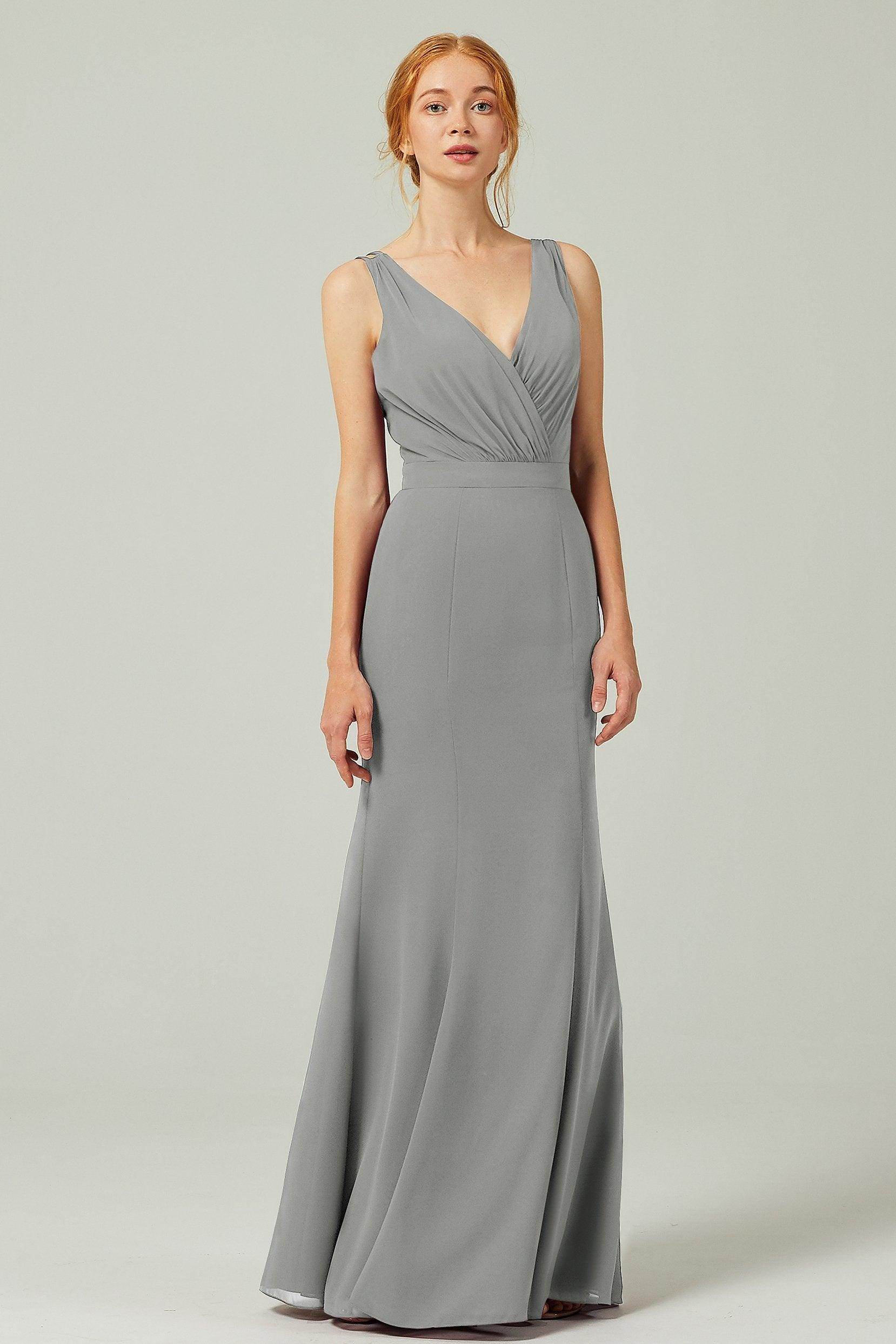 Sheath-Column Floor Length Chiffon Bridesmaid Dress CB0291