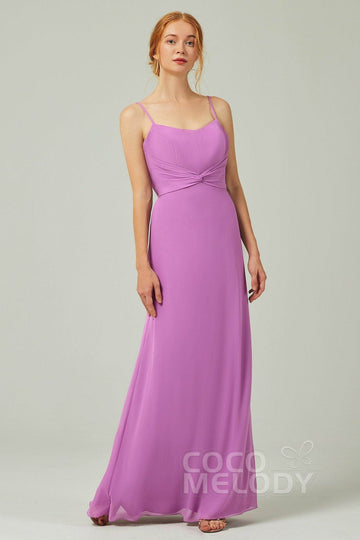 Sheath-Column Floor Length Chiffon Bridesmaid Dress CB0294
