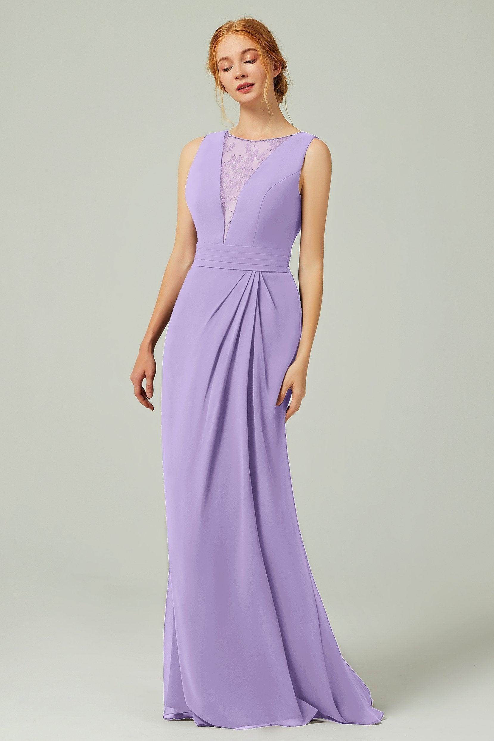 Sheath-Column Floor Length Chiffon Bridesmaid Dress Formal Dresses CB0297