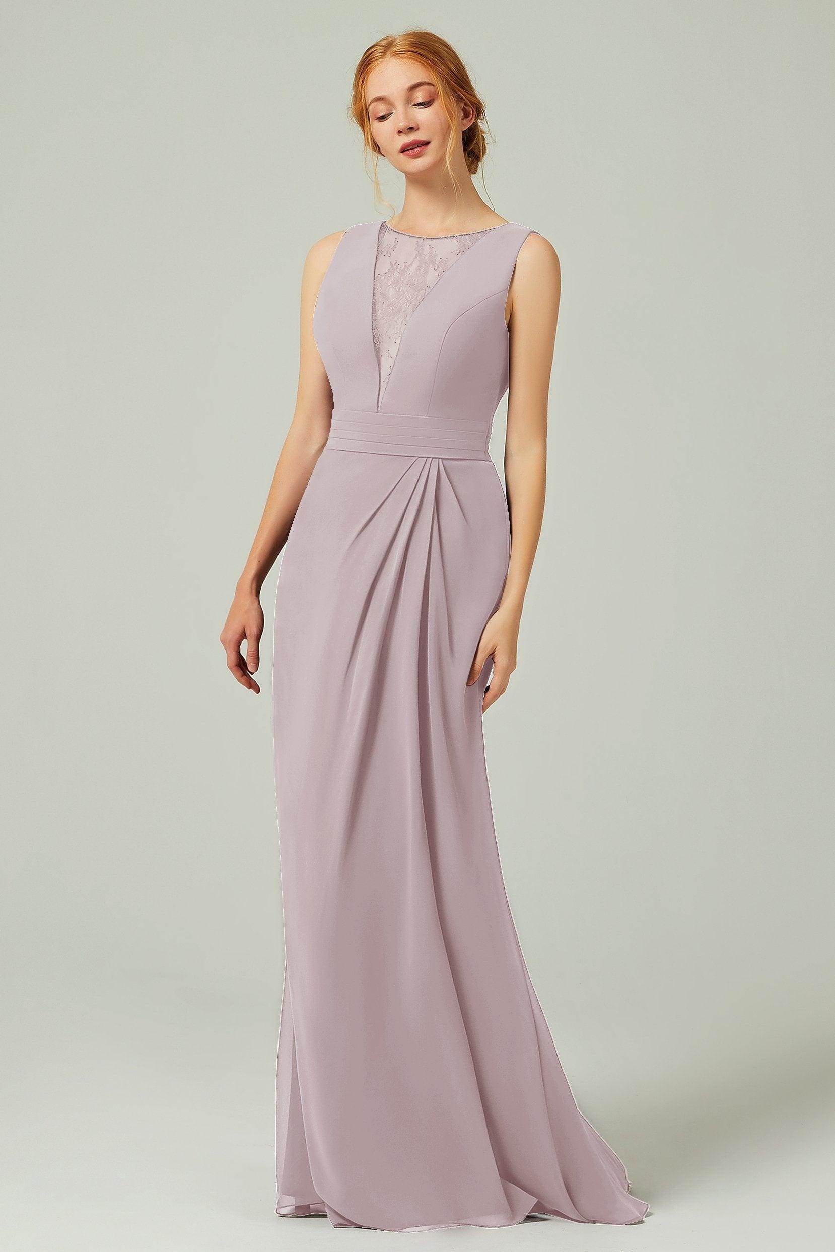Sheath-Column Floor Length Chiffon Bridesmaid Dress Formal Dresses CB0297