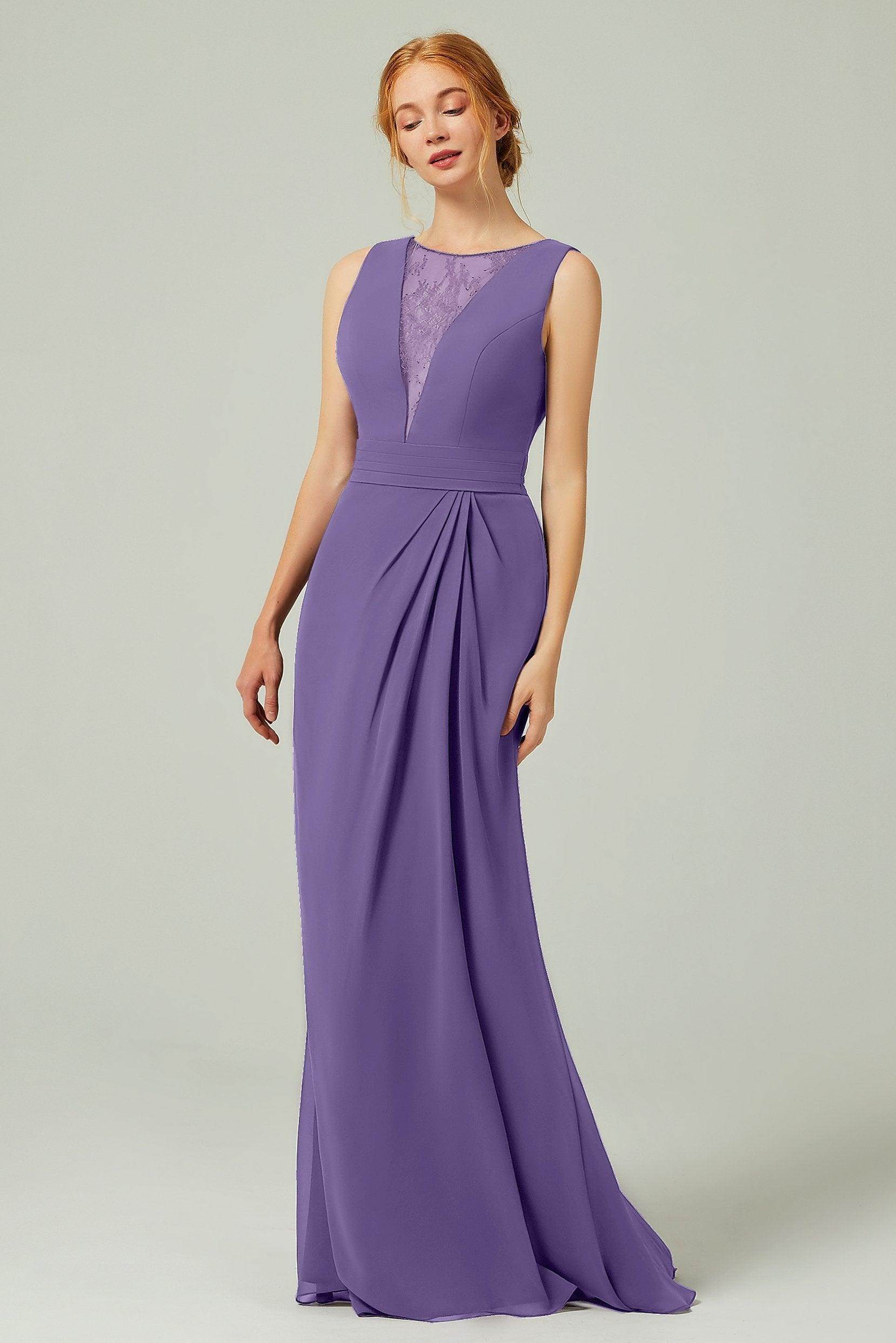 Sheath-Column Floor Length Chiffon Bridesmaid Dress Formal Dresses CB0297