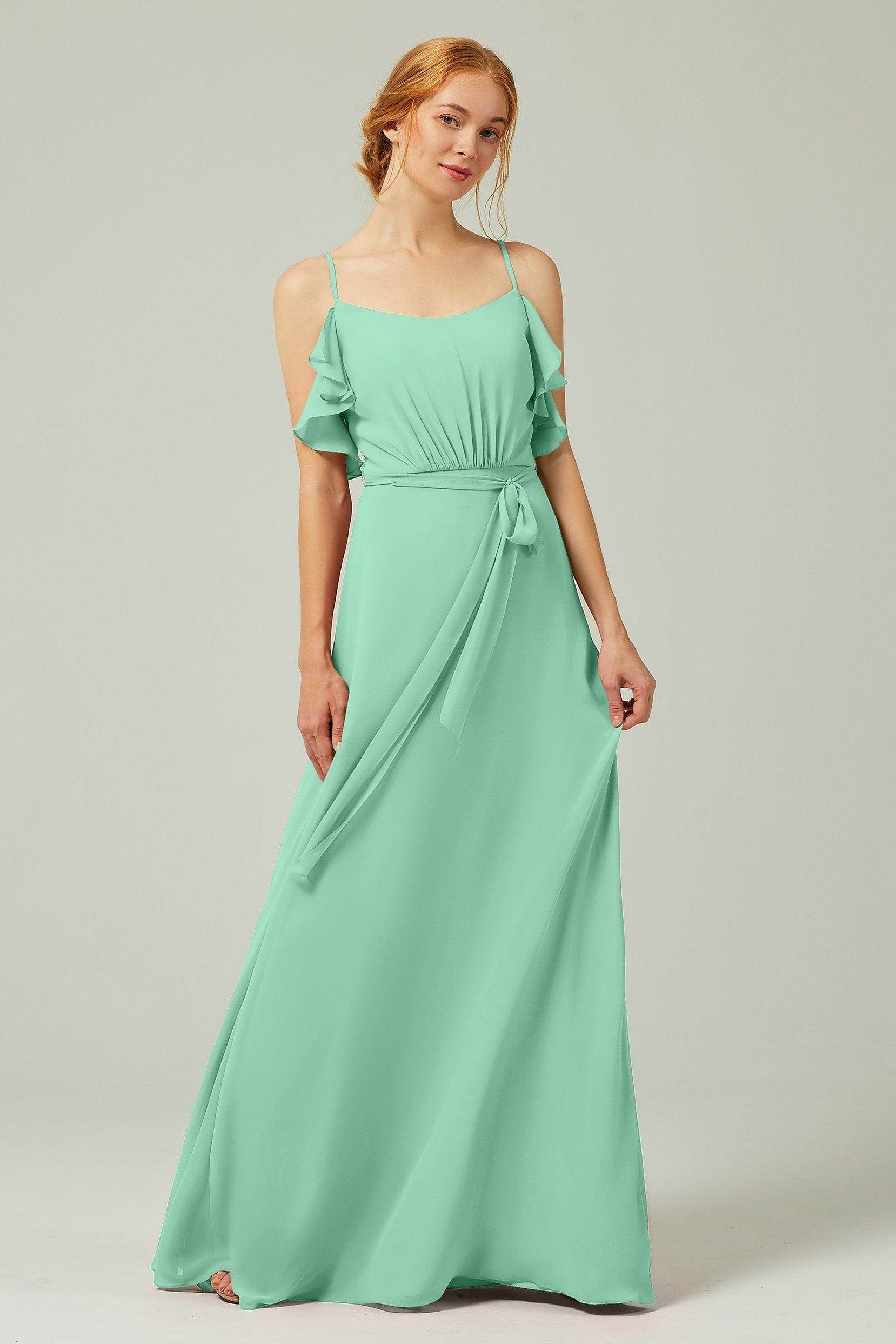 A-Line Floor Length Chiffon Bridesmaid Dress CB0299