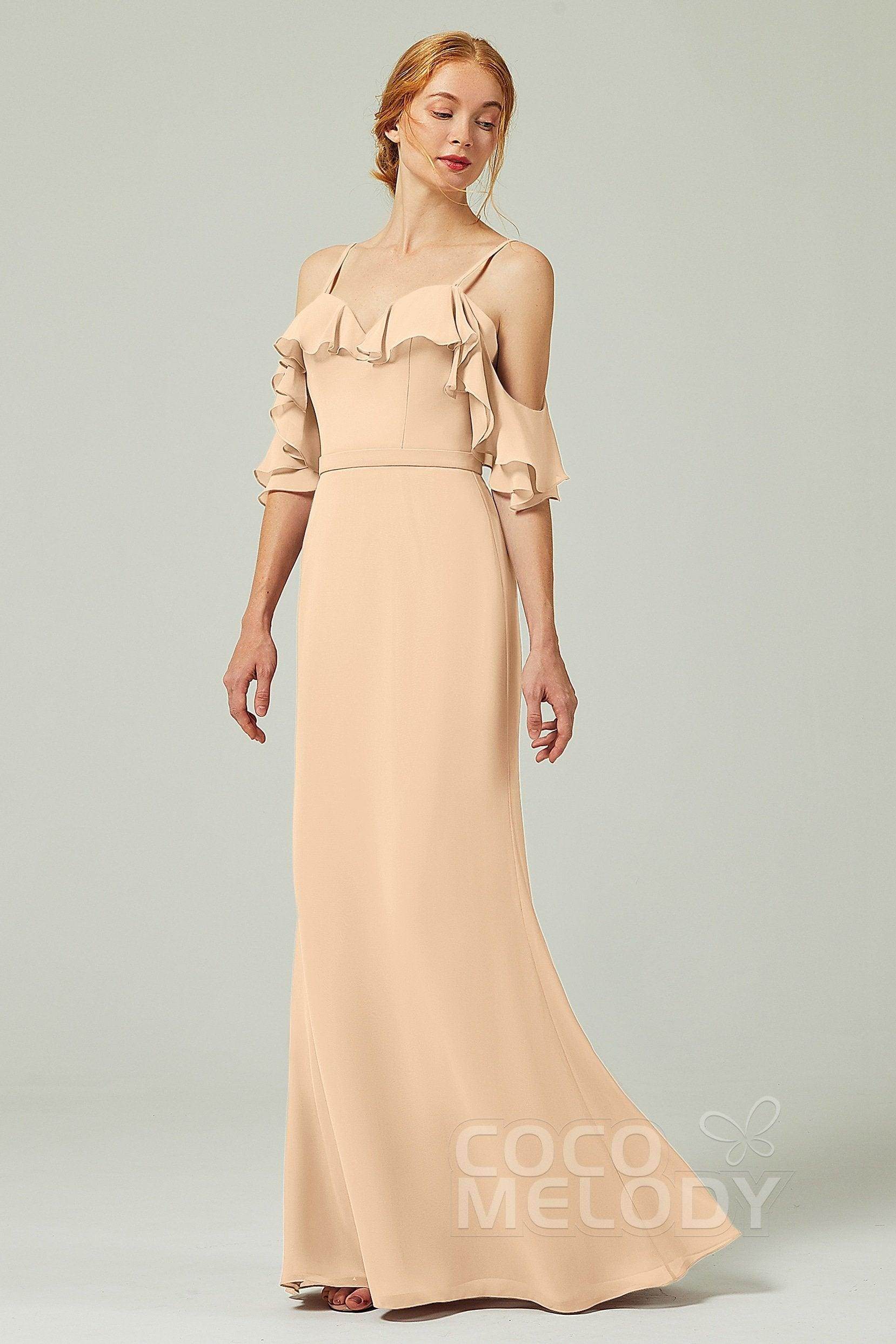 Sheath-Column Floor Length Chiffon Bridesmaid Dress CB0301