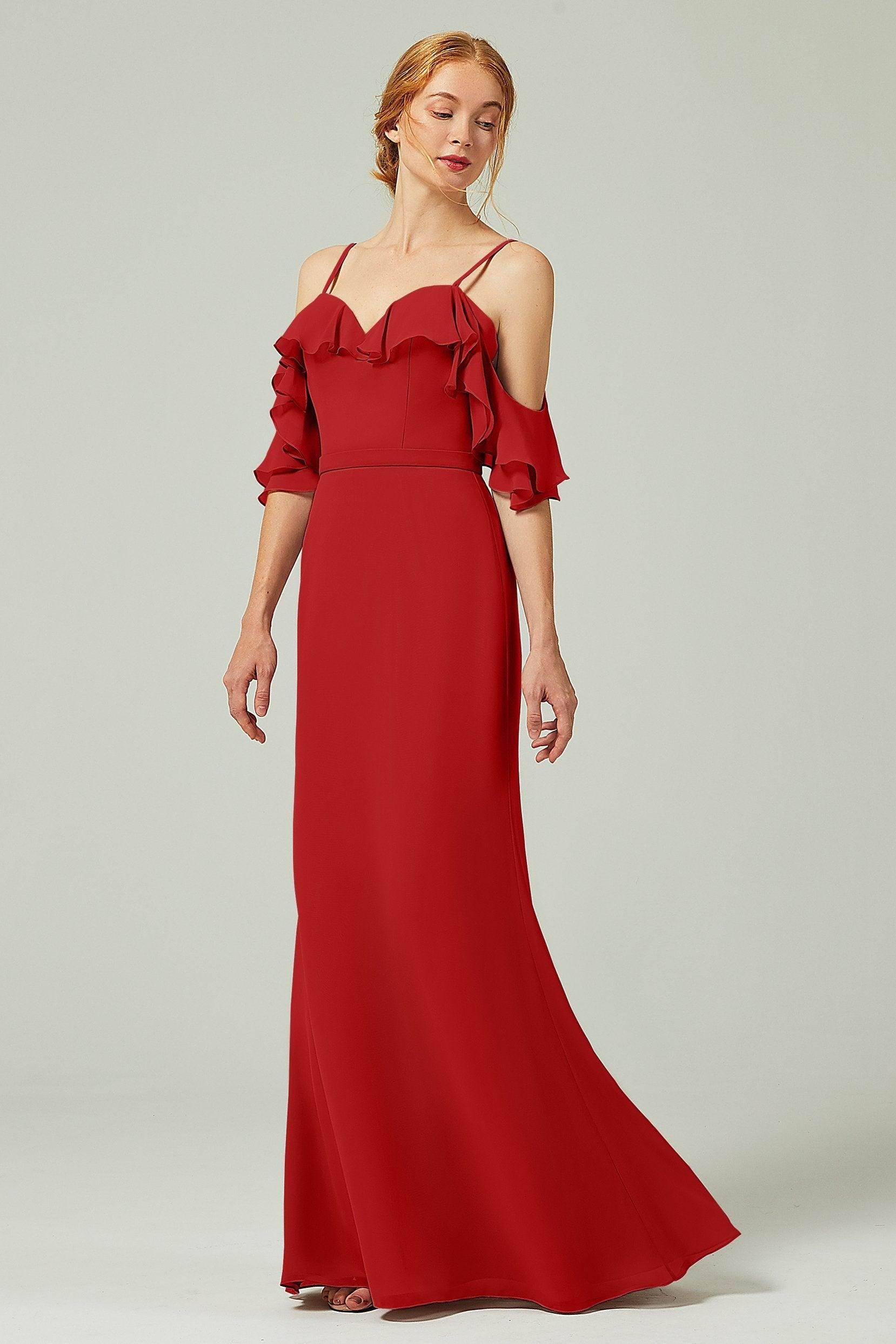 Sheath-Column Floor Length Chiffon Bridesmaid Dress CB0301