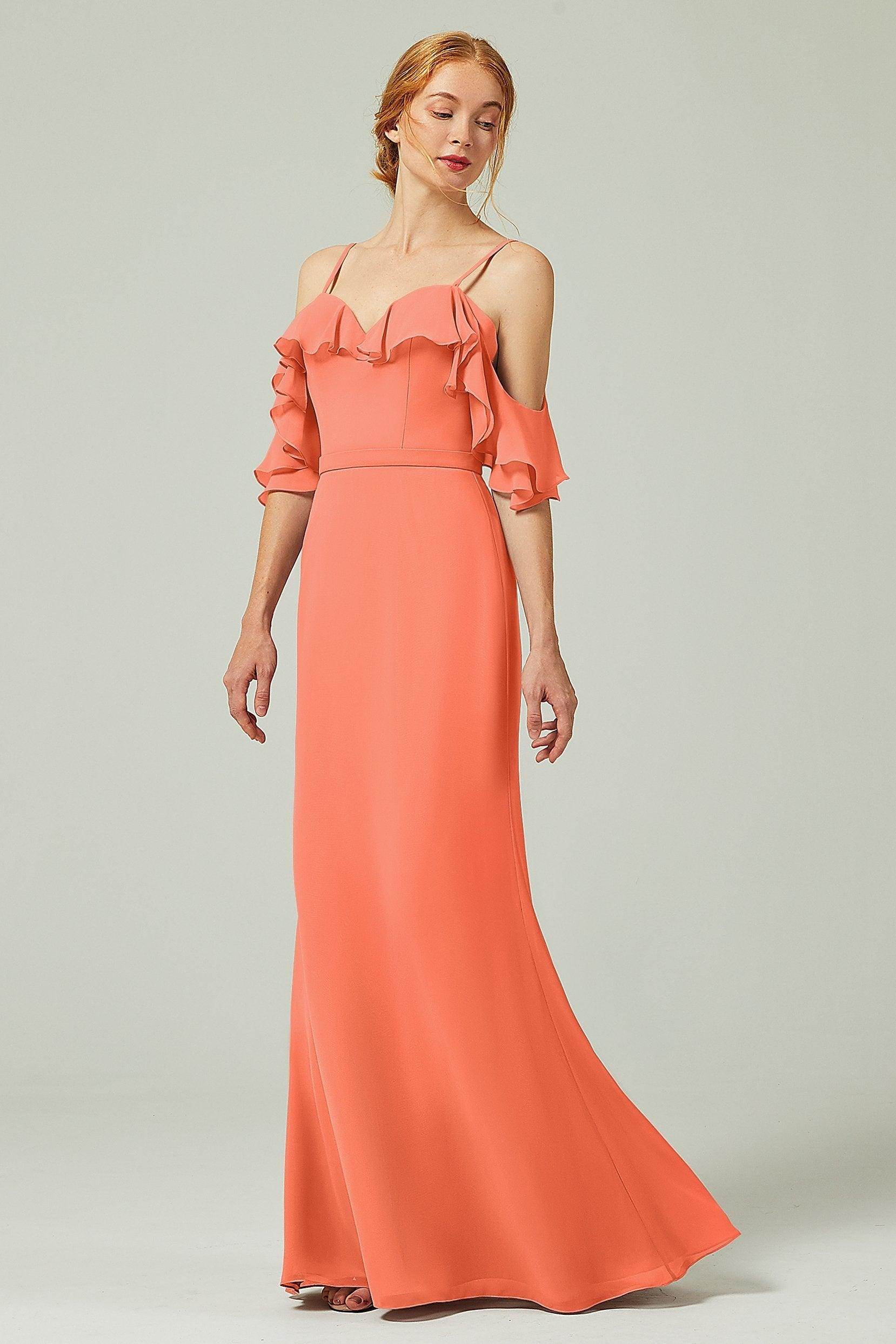 Sheath-Column Floor Length Chiffon Bridesmaid Dress CB0301