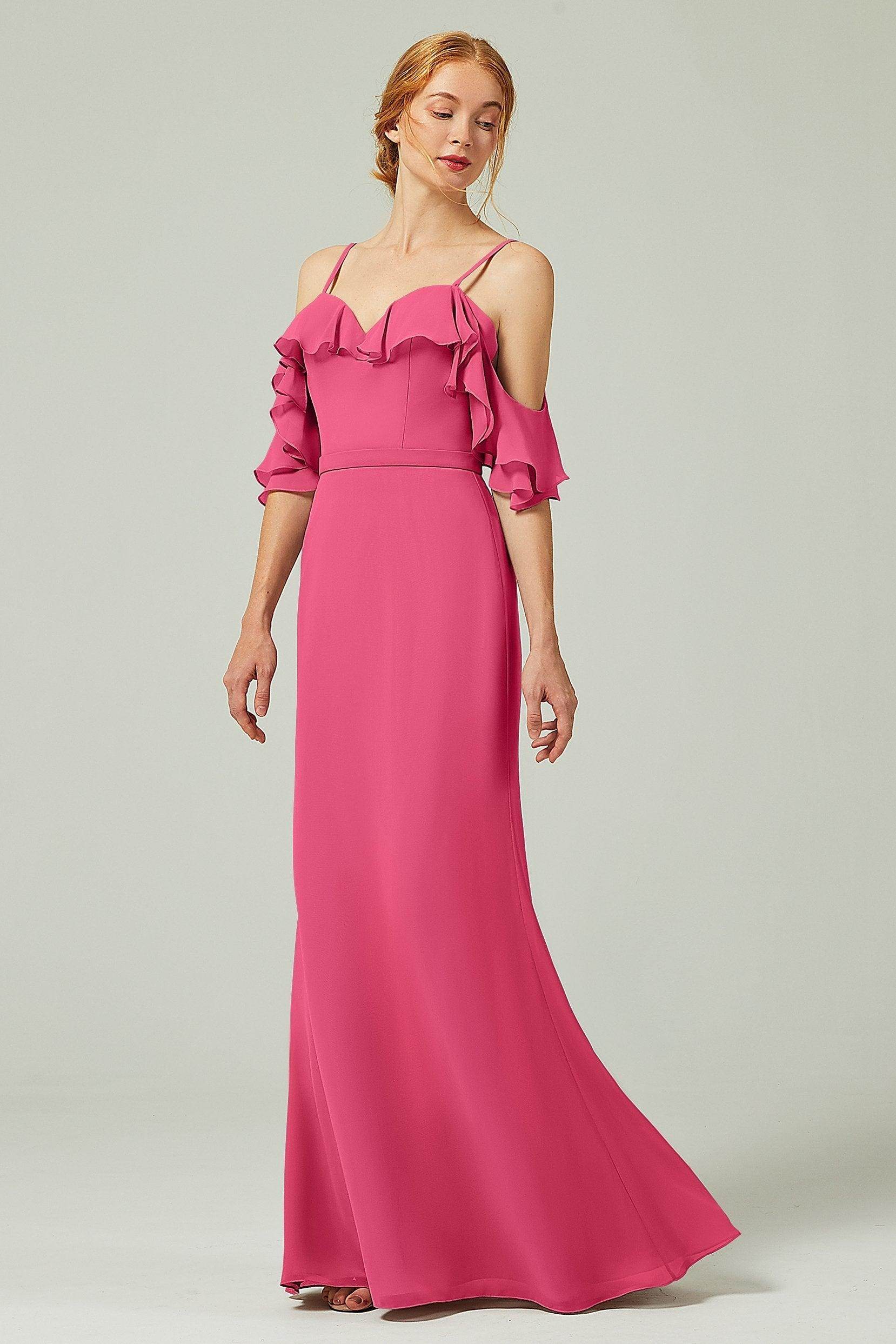 Sheath-Column Floor Length Chiffon Bridesmaid Dress CB0301