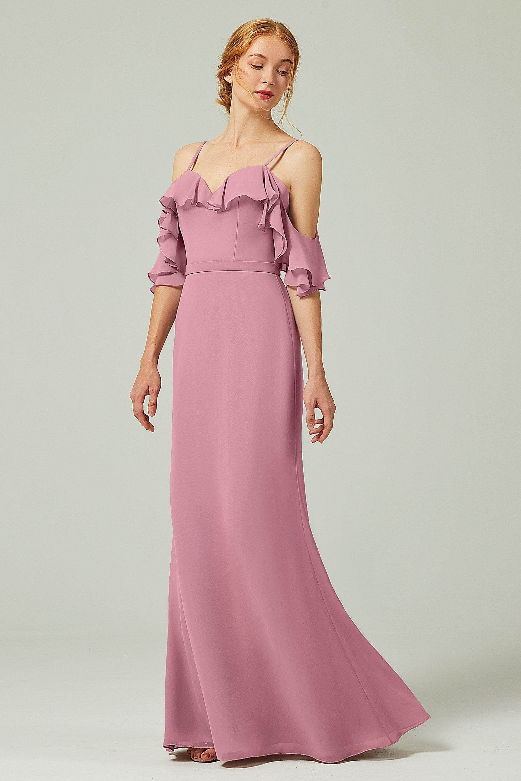 Sheath-Column Floor Length Chiffon Bridesmaid Dress CB0301