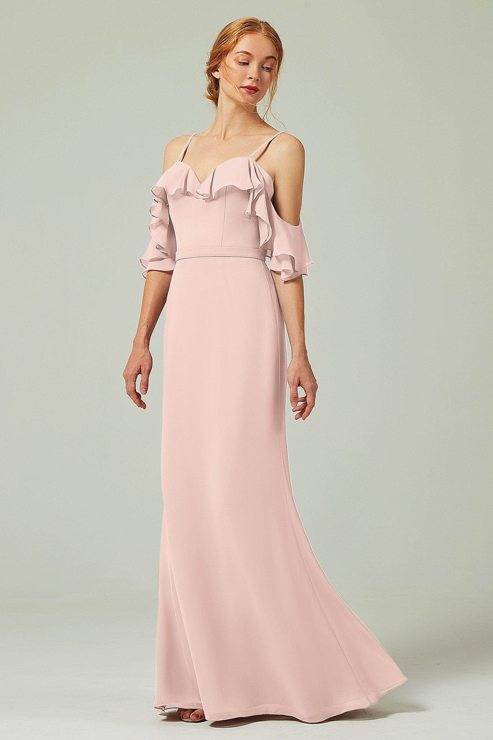 Sheath-Column Floor Length Chiffon Bridesmaid Dress CB0301