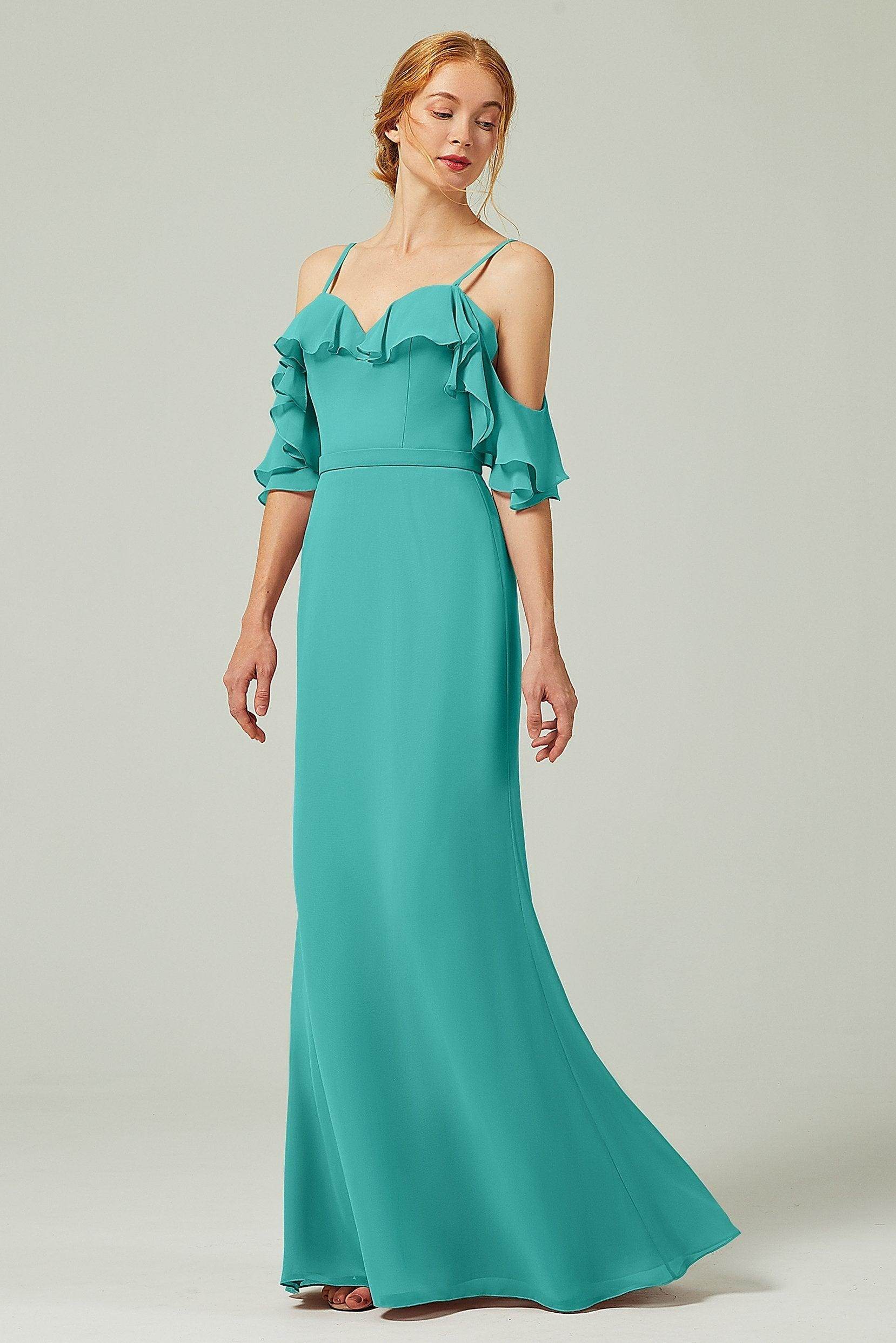 Sheath-Column Floor Length Chiffon Bridesmaid Dress CB0301