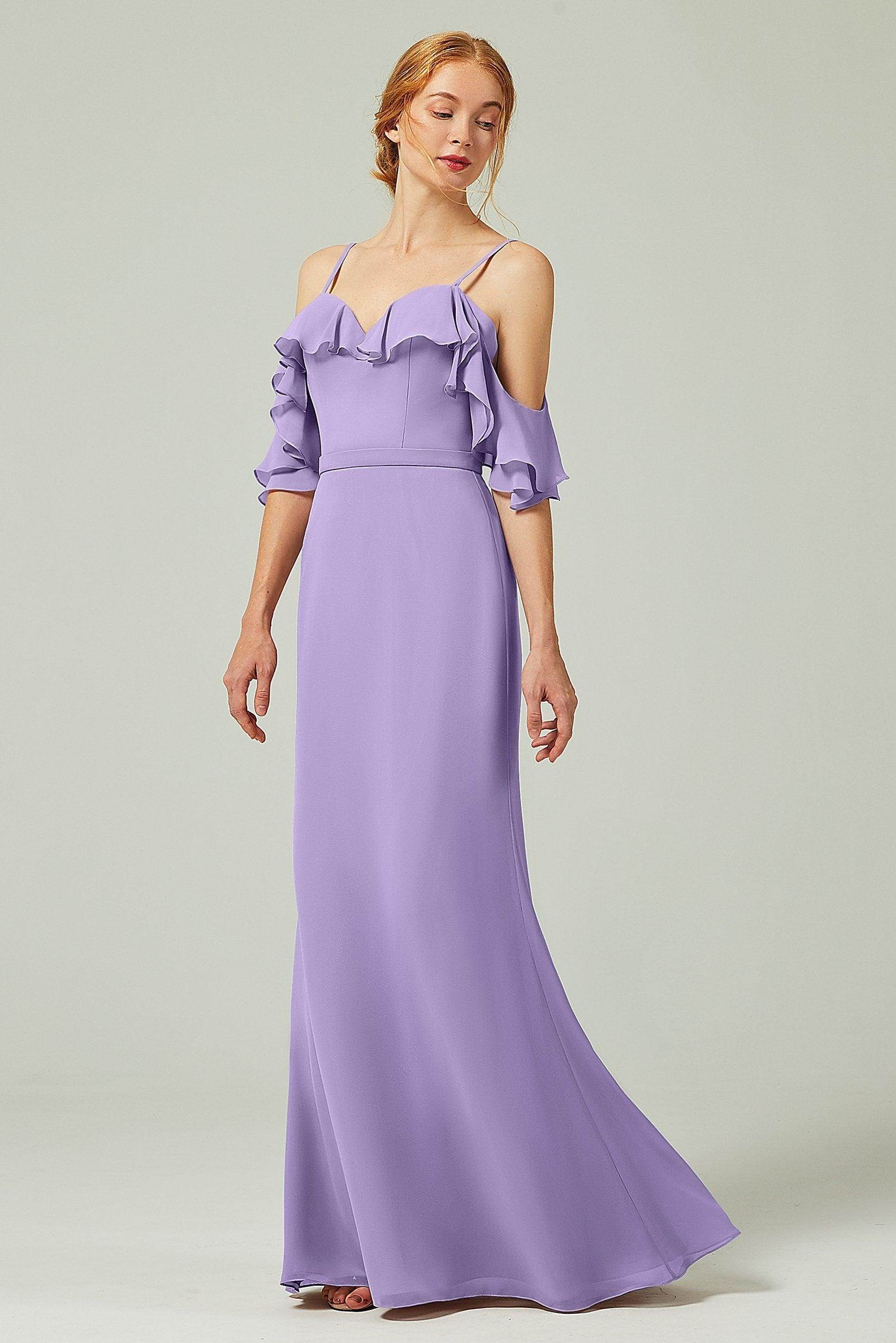 Sheath-Column Floor Length Chiffon Bridesmaid Dress CB0301