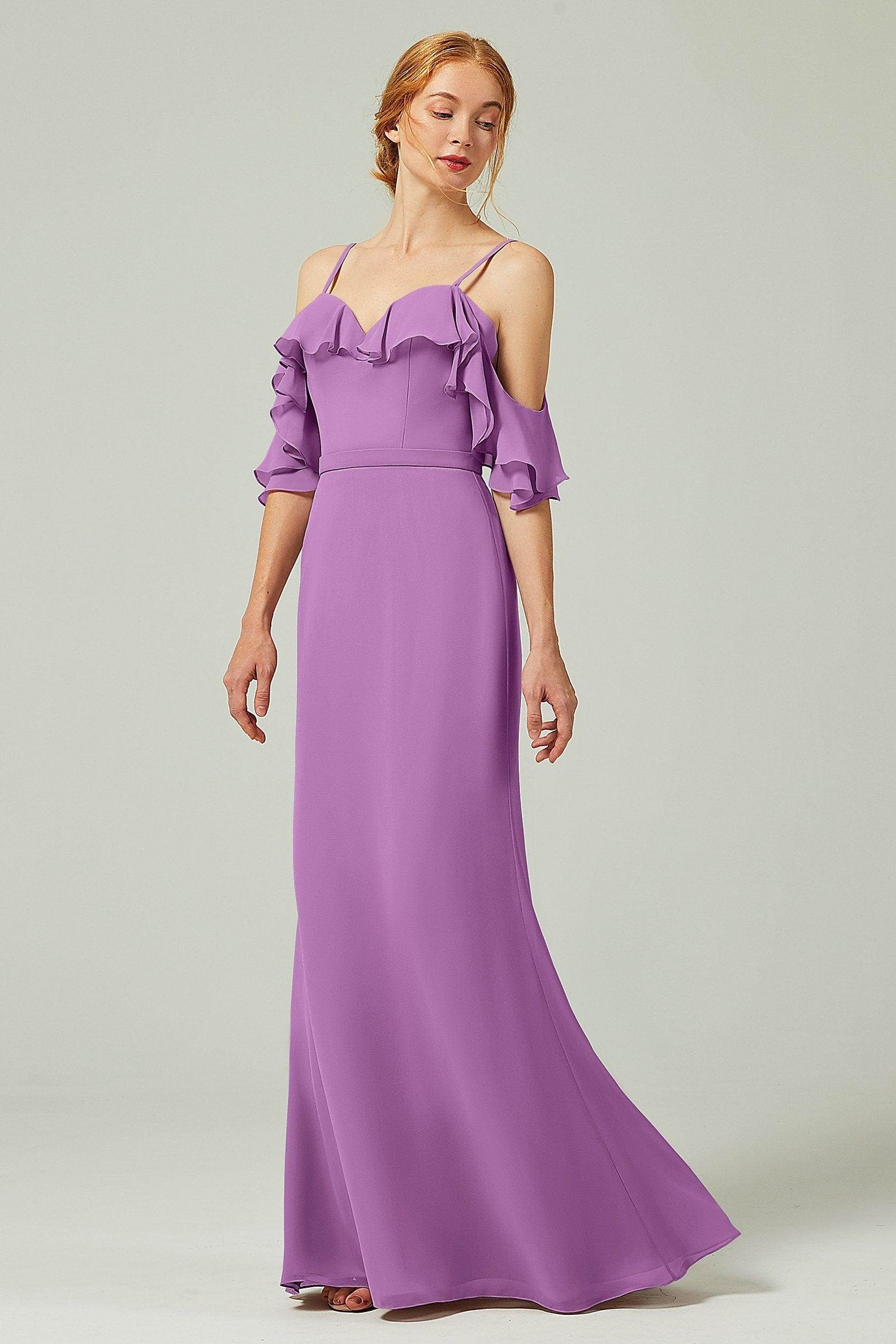 Sheath-Column Floor Length Chiffon Bridesmaid Dress CB0301