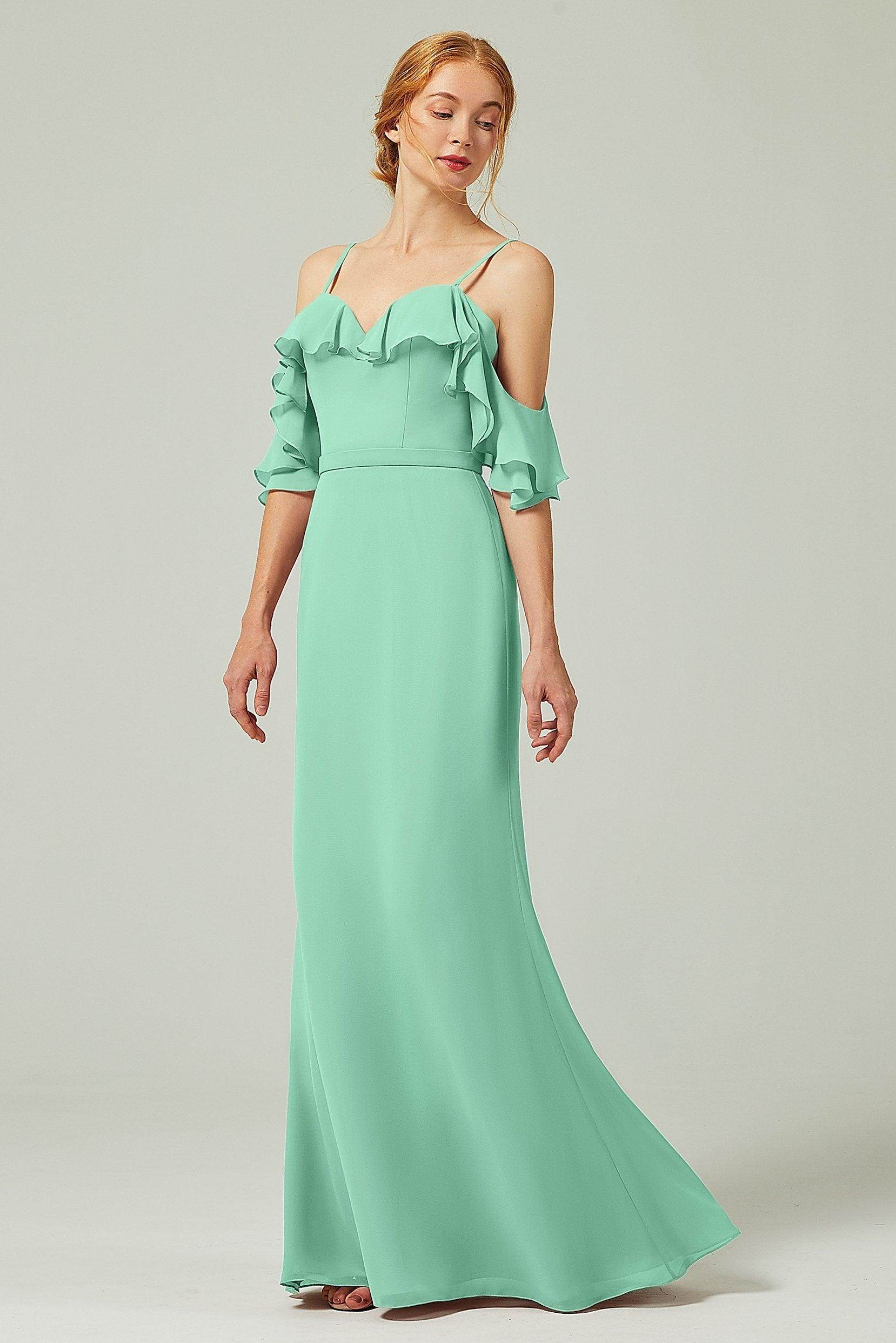 Sheath-Column Floor Length Chiffon Bridesmaid Dress CB0301