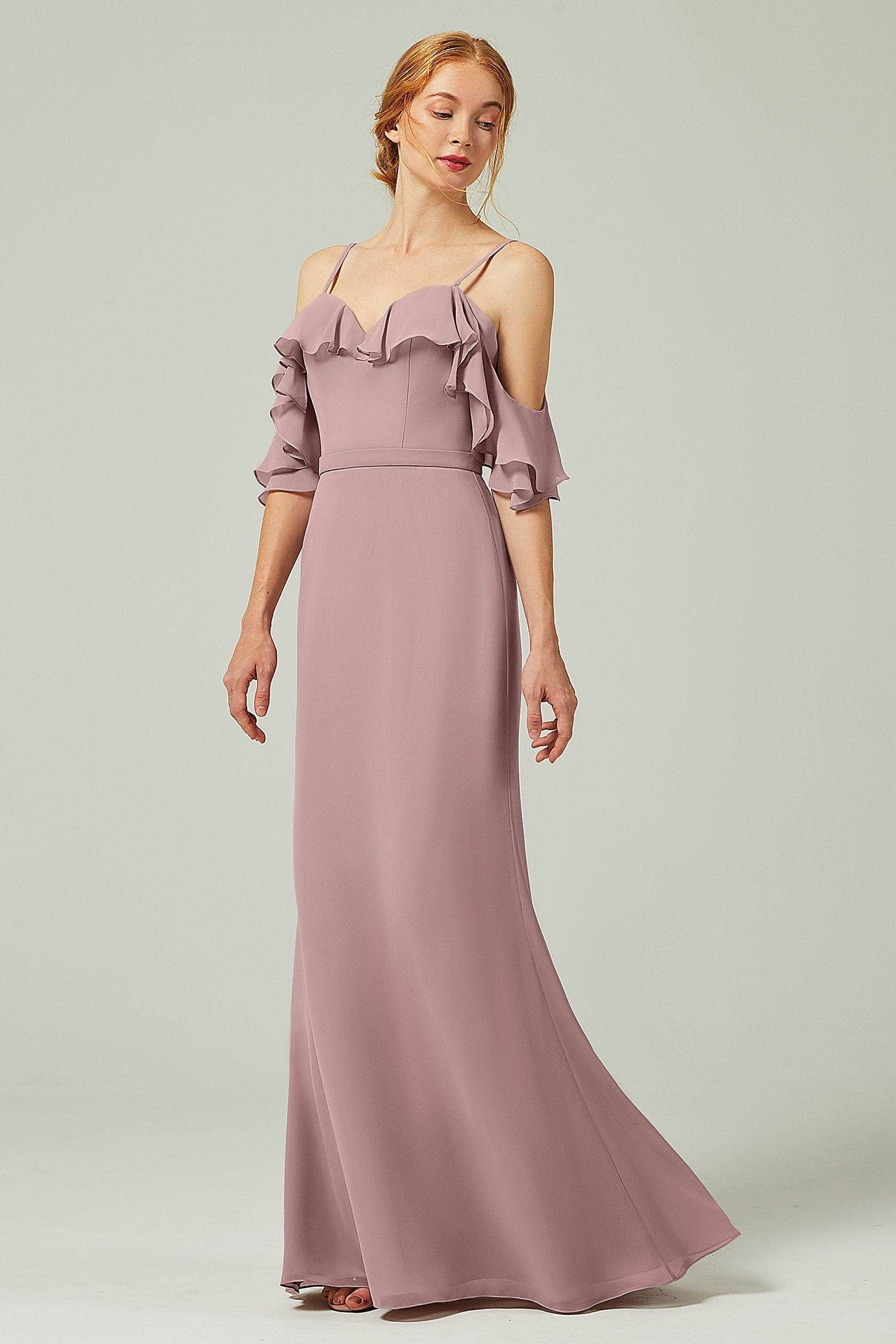 Sheath-Column Floor Length Chiffon Bridesmaid Dress CB0301