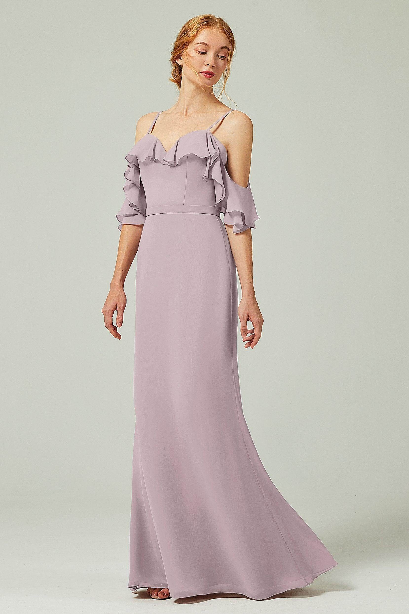 Sheath-Column Floor Length Chiffon Bridesmaid Dress CB0301