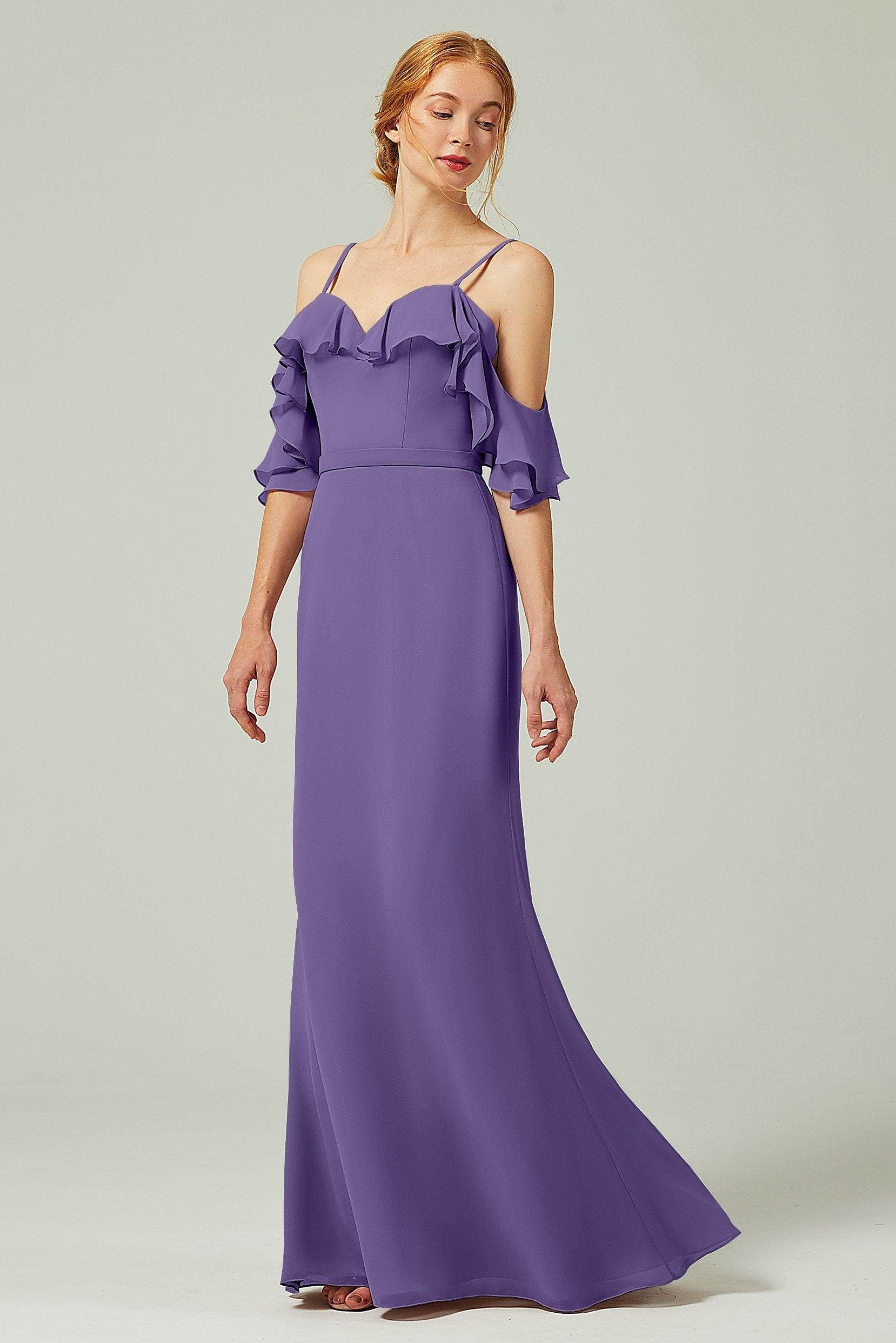 Sheath-Column Floor Length Chiffon Bridesmaid Dress CB0301