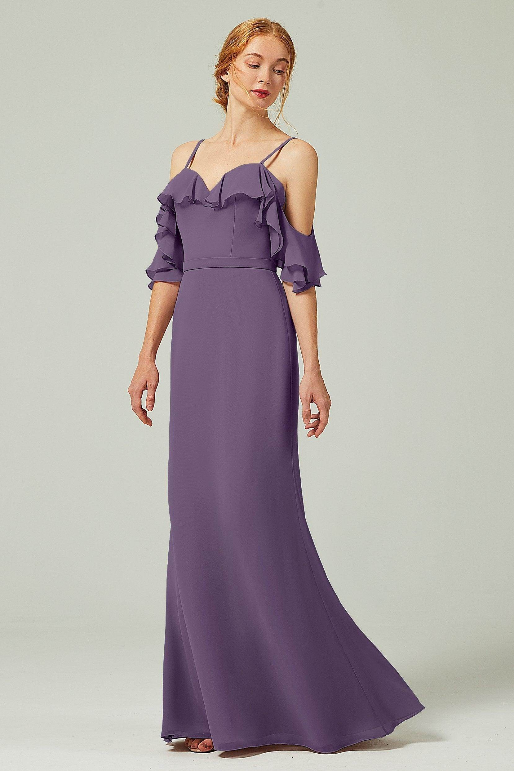 Sheath-Column Floor Length Chiffon Bridesmaid Dress CB0301