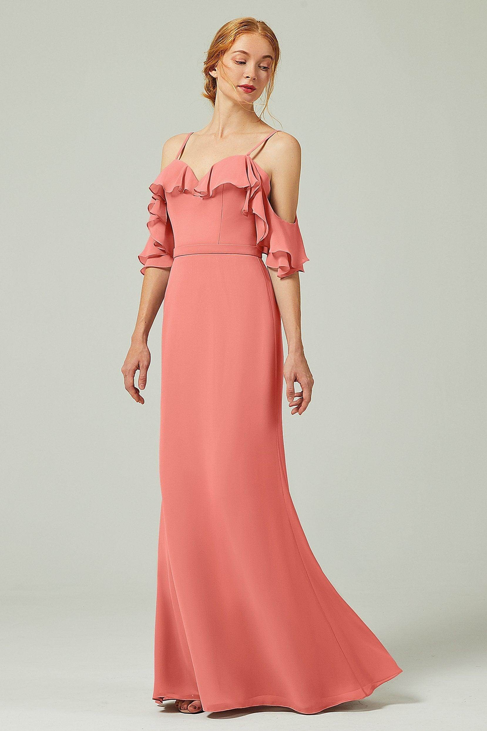 Sheath-Column Floor Length Chiffon Bridesmaid Dress CB0301