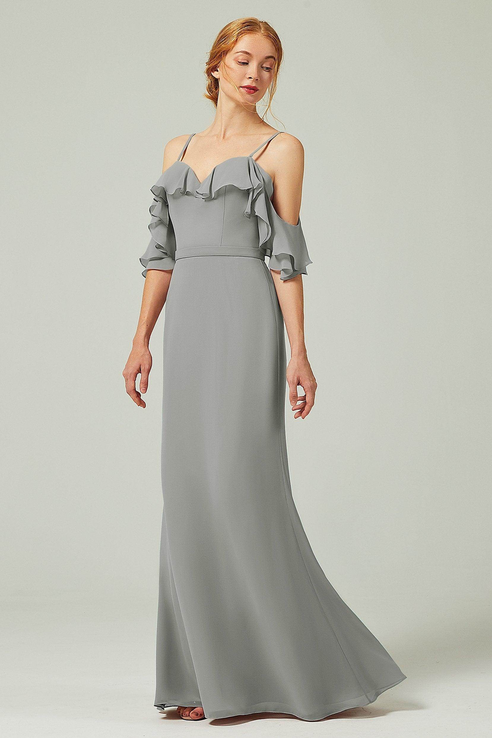 Sheath-Column Floor Length Chiffon Bridesmaid Dress CB0301