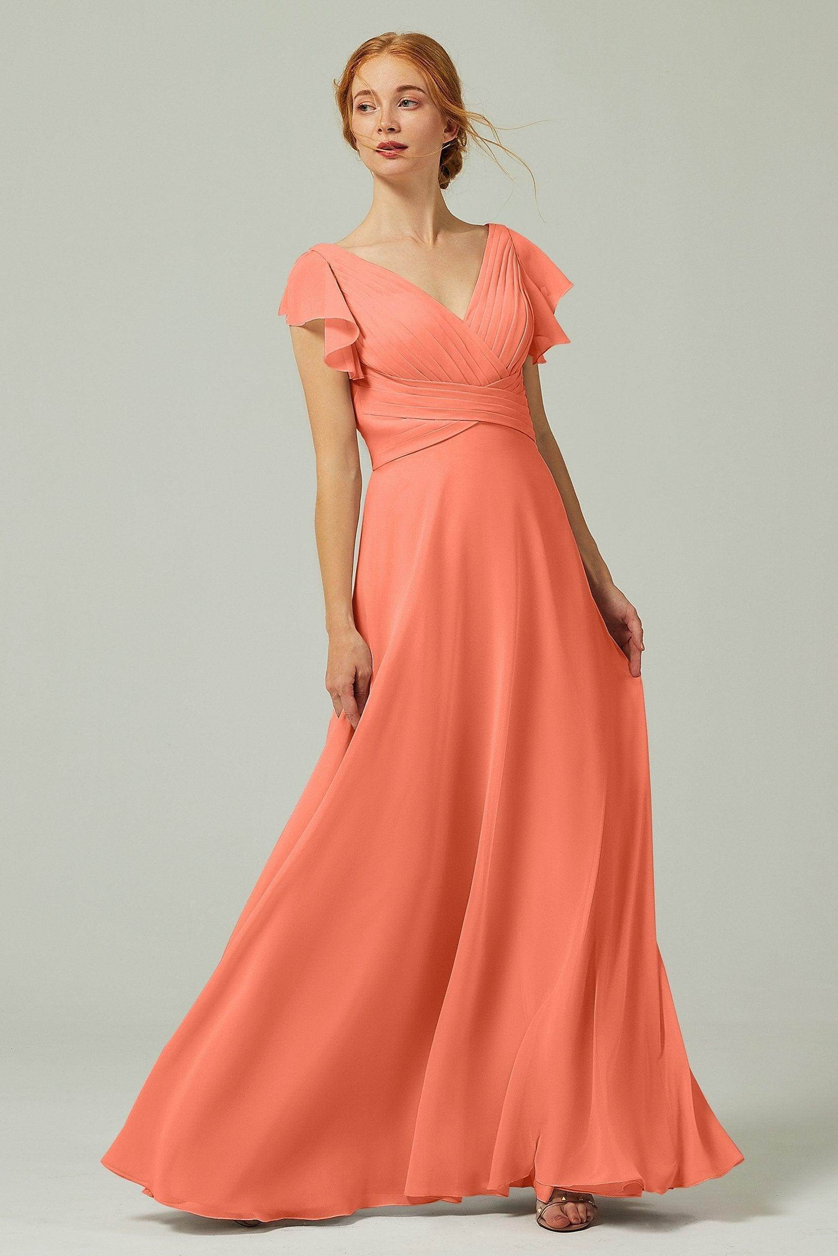 A-Line Floor Length Chiffon Bridesmaid Dress CB0302PS