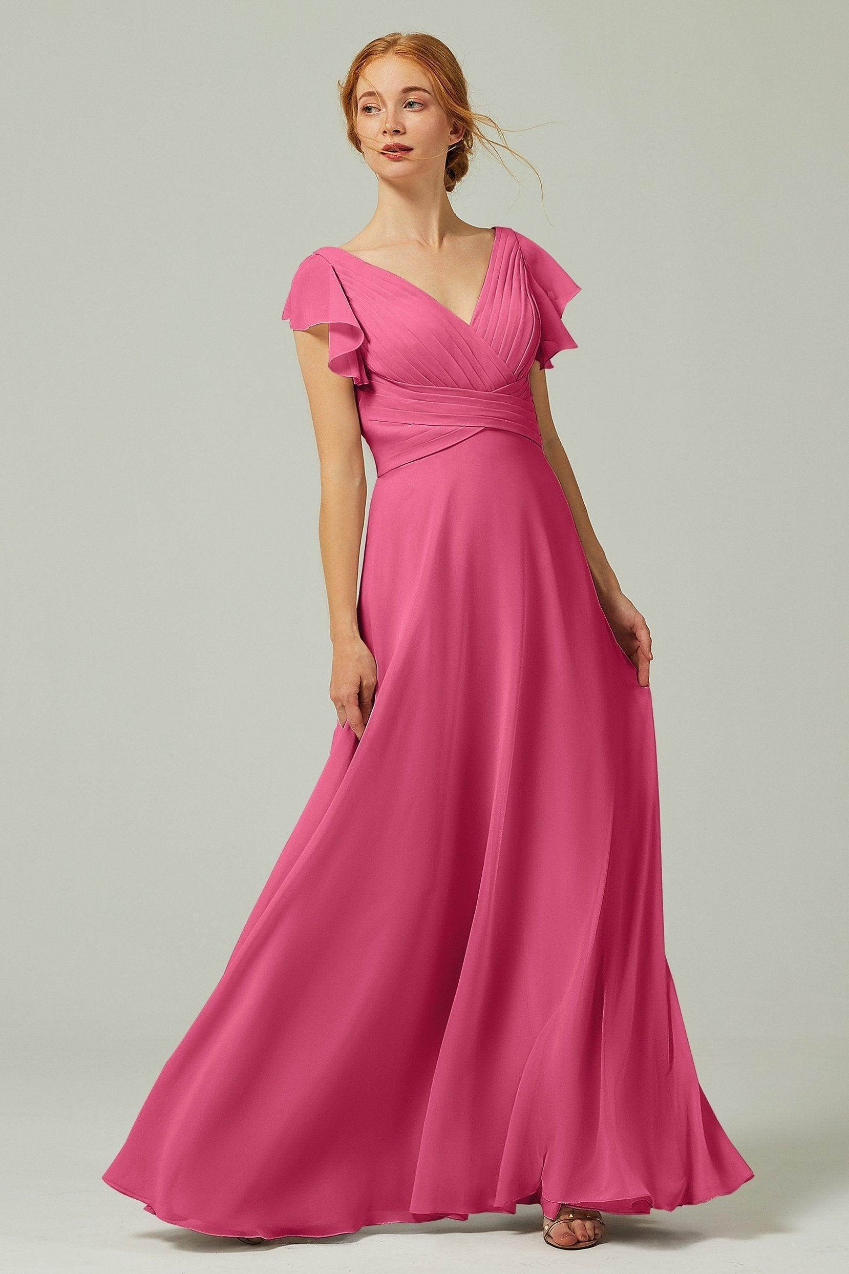 A-Line Floor Length Chiffon Bridesmaid Dress CB0302PS