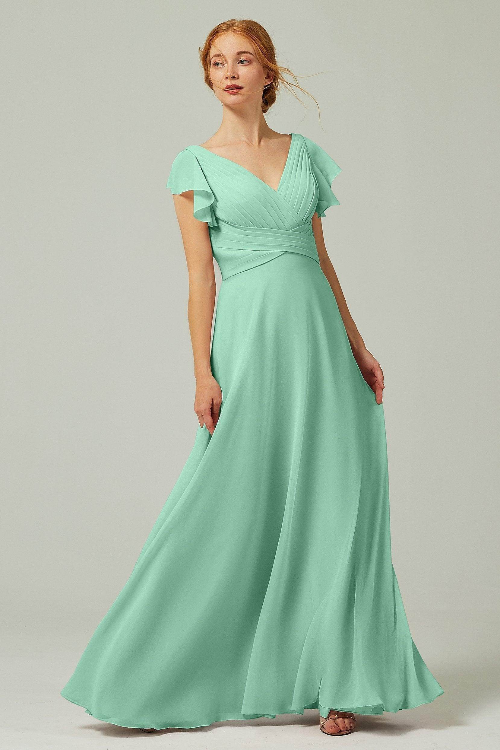 A-Line Floor Length Chiffon Bridesmaid Dress CB0302PS