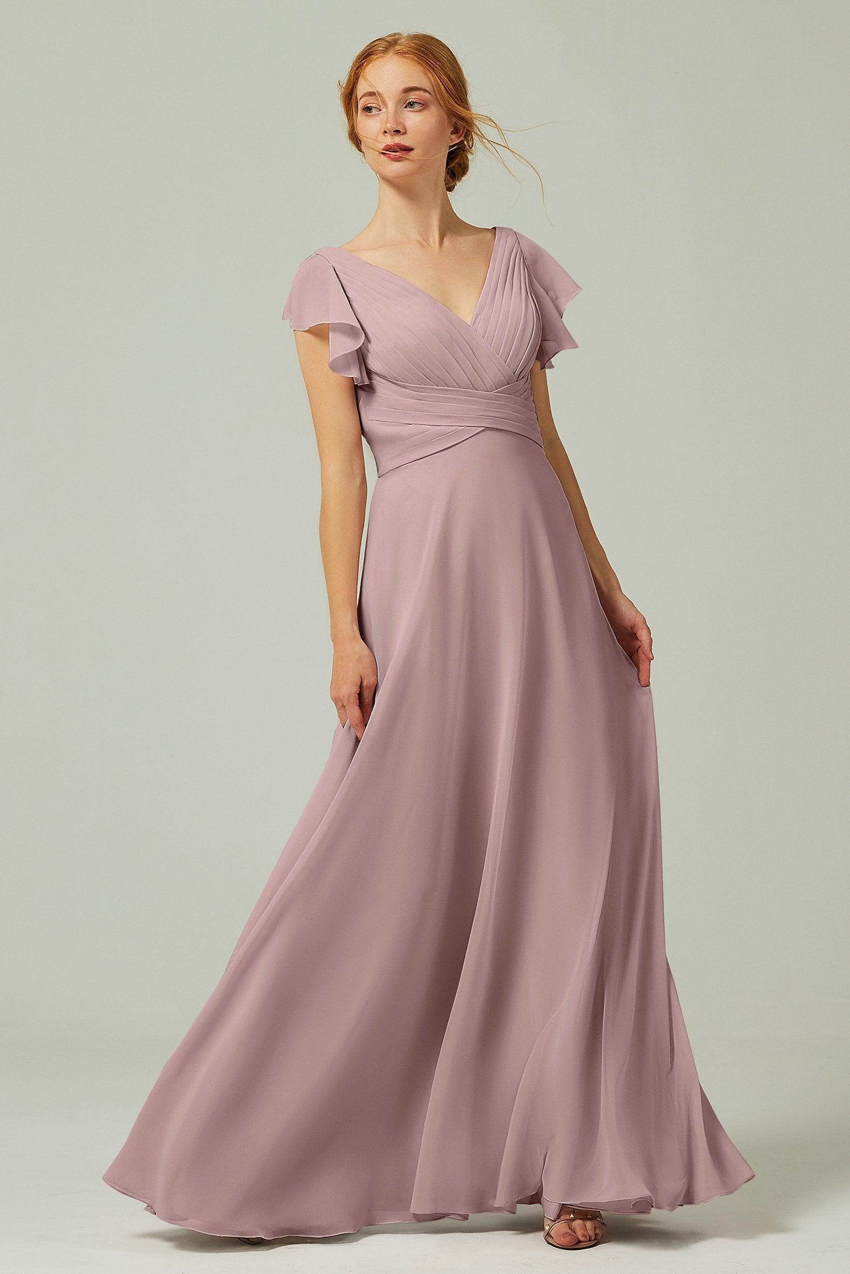 A-Line Floor Length Chiffon Bridesmaid Dress CB0302