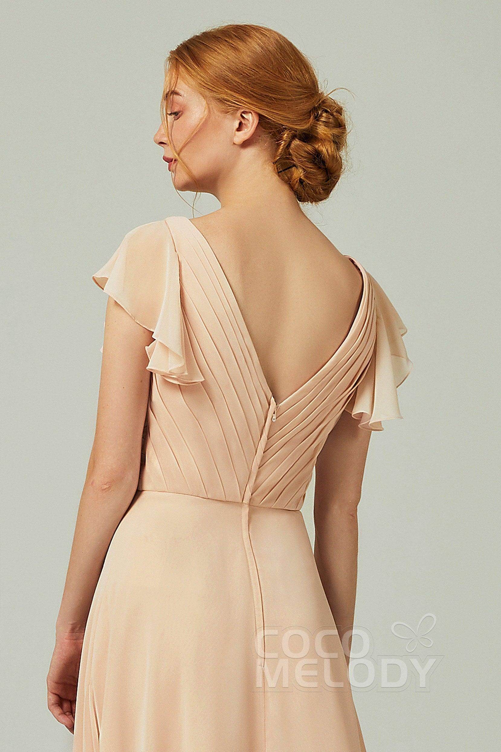 A-Line Floor Length Chiffon Bridesmaid Dress CB0302PS