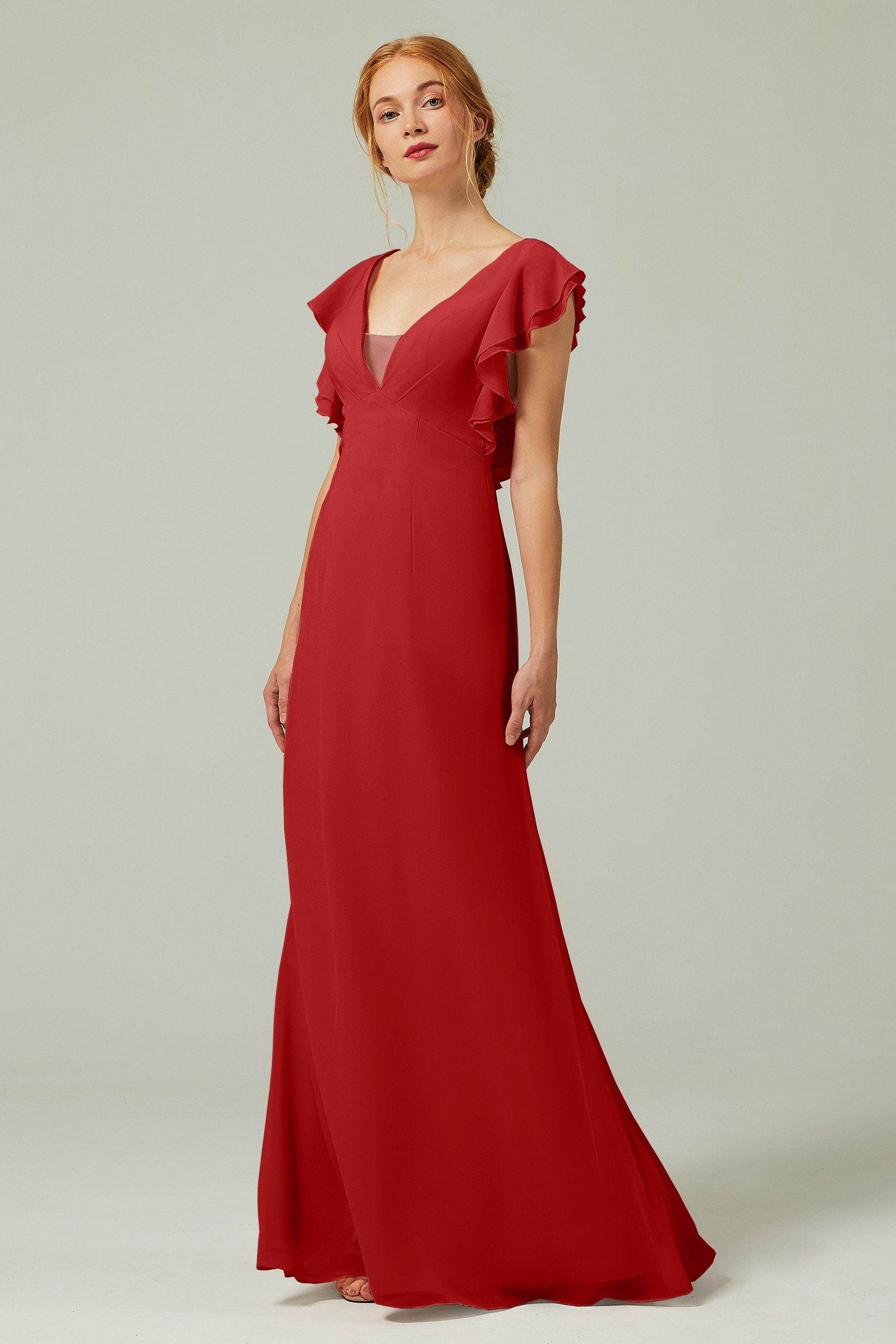 Sheath-Column Floor Length Chiffon Bridesmaid Dress CB0304