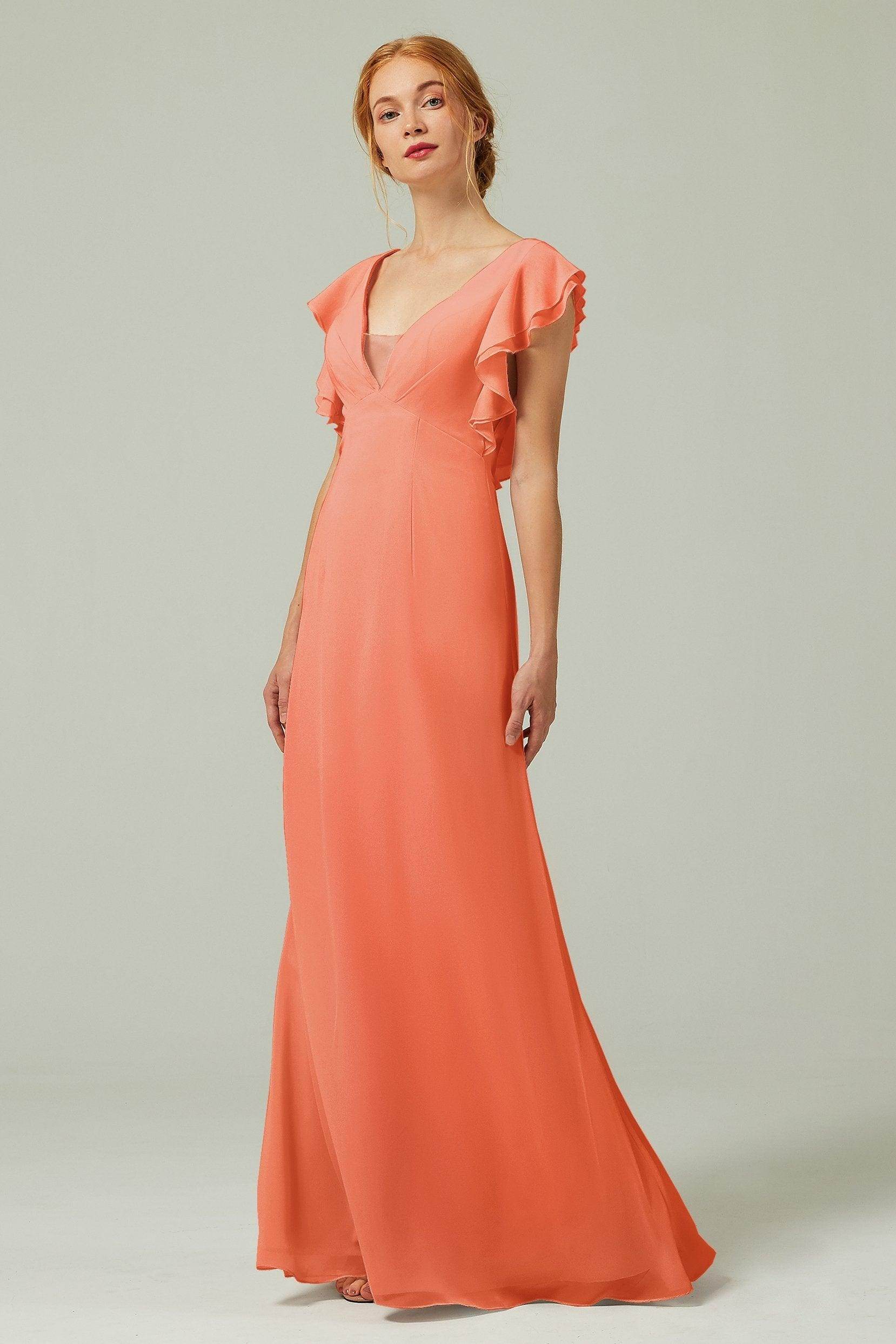 Sheath-Column Floor Length Chiffon Bridesmaid Dress CB0304