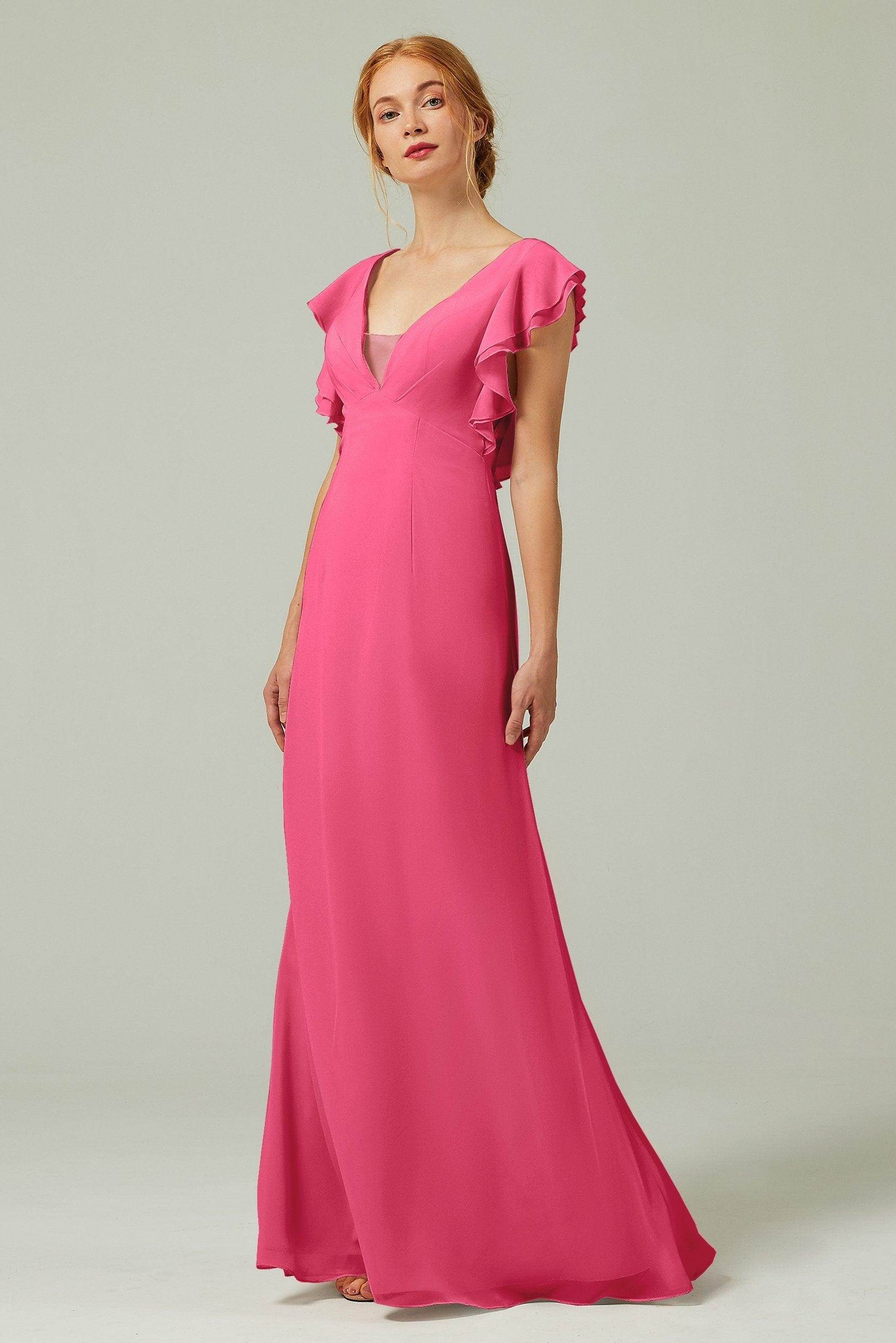 Sheath-Column Floor Length Chiffon Bridesmaid Dress CB0304