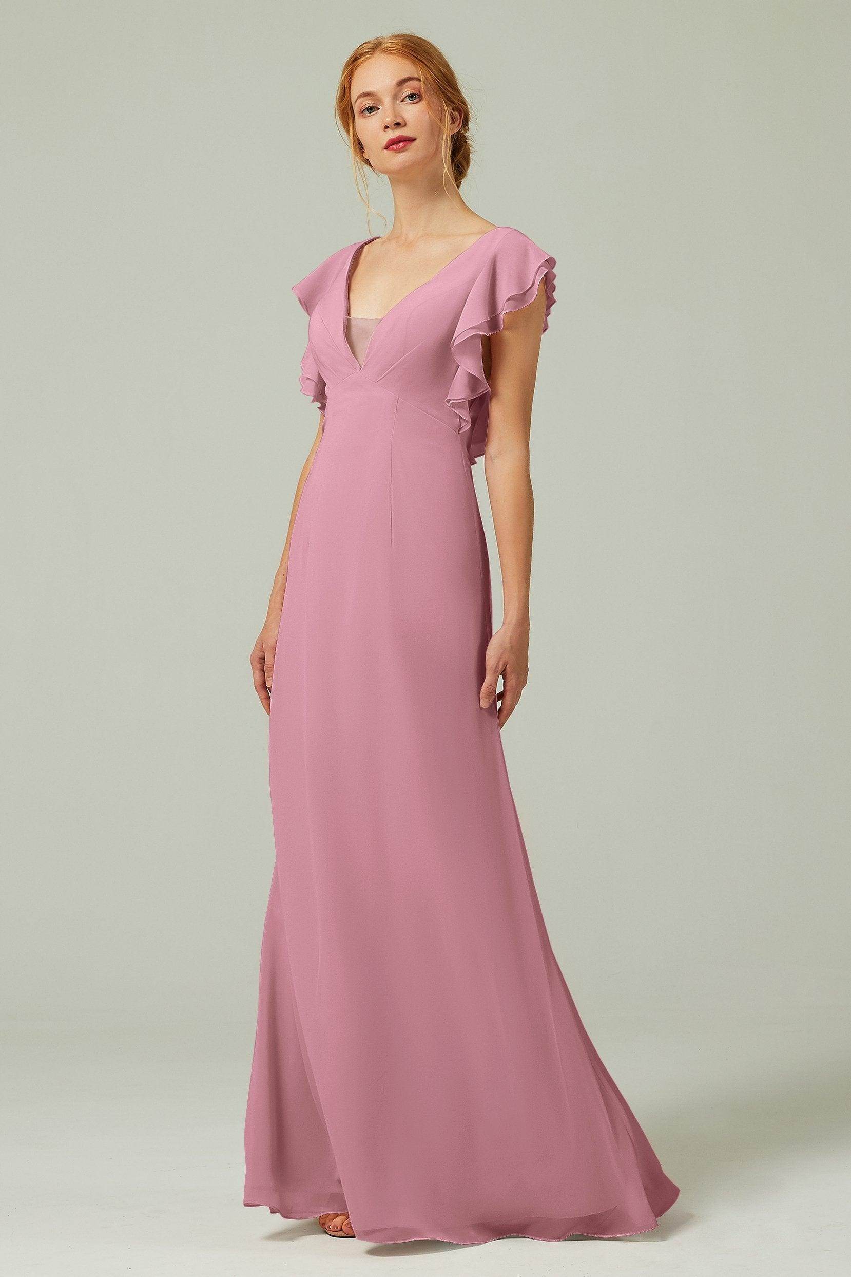 Sheath-Column Floor Length Chiffon Bridesmaid Dress CB0304