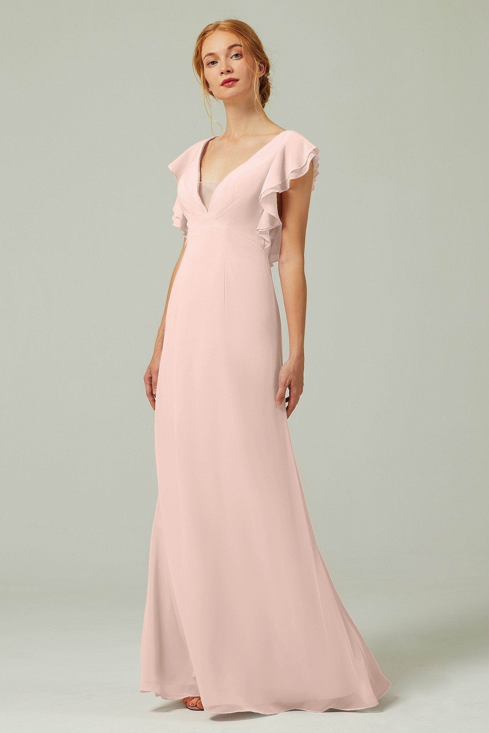 Sheath-Column Floor Length Chiffon Bridesmaid Dress CB0304