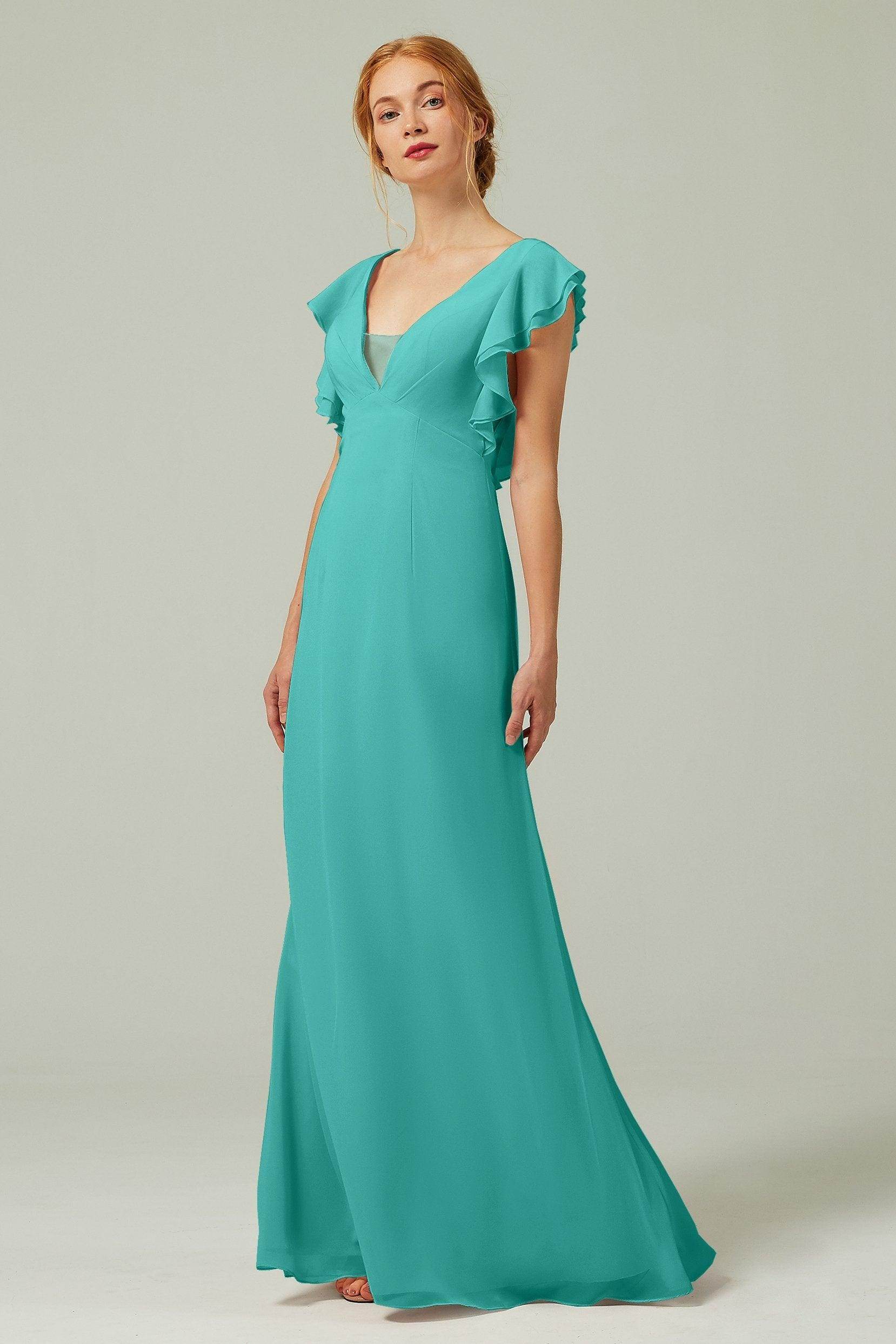 Sheath-Column Floor Length Chiffon Bridesmaid Dress CB0304