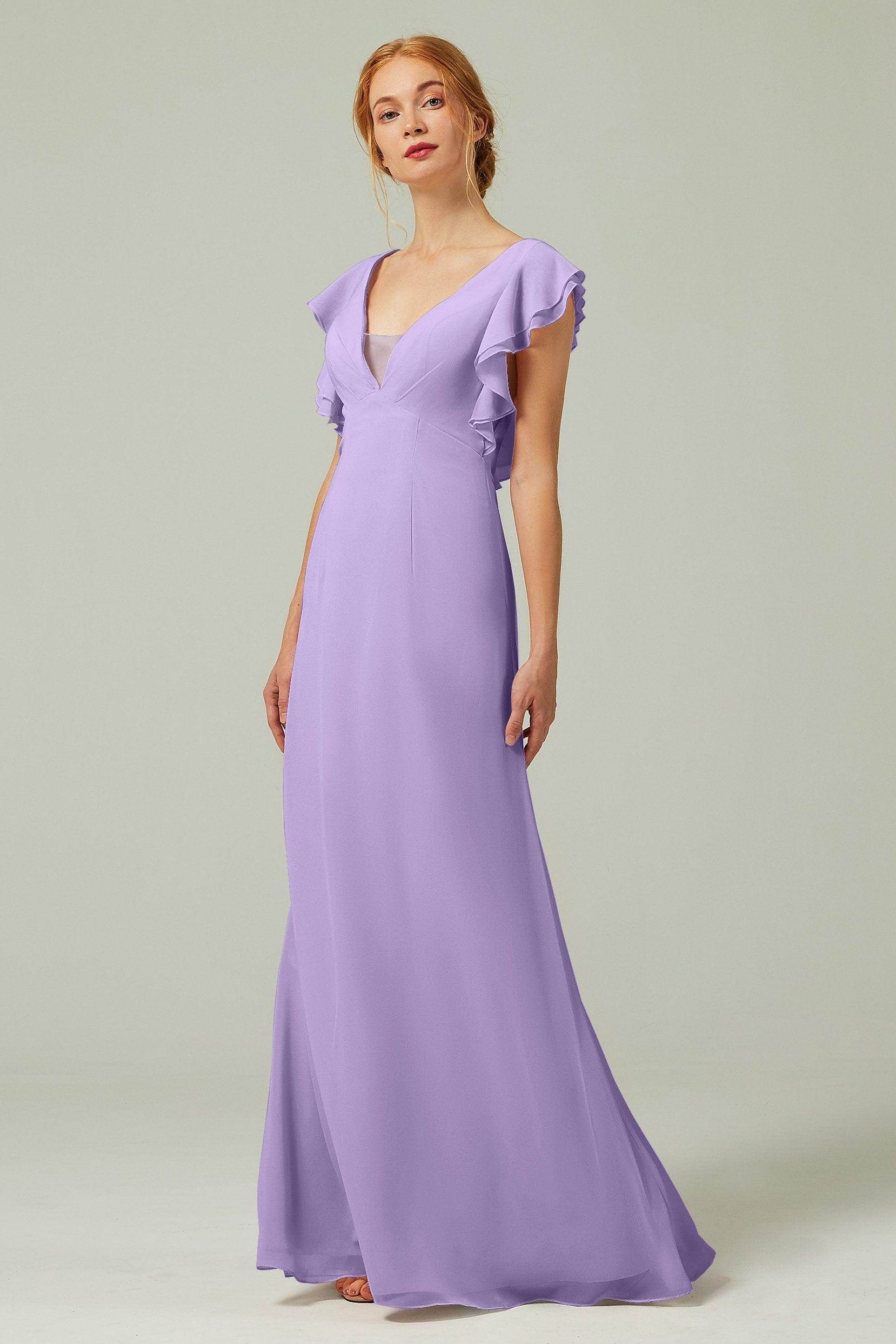 Sheath-Column Floor Length Chiffon Bridesmaid Dress CB0304