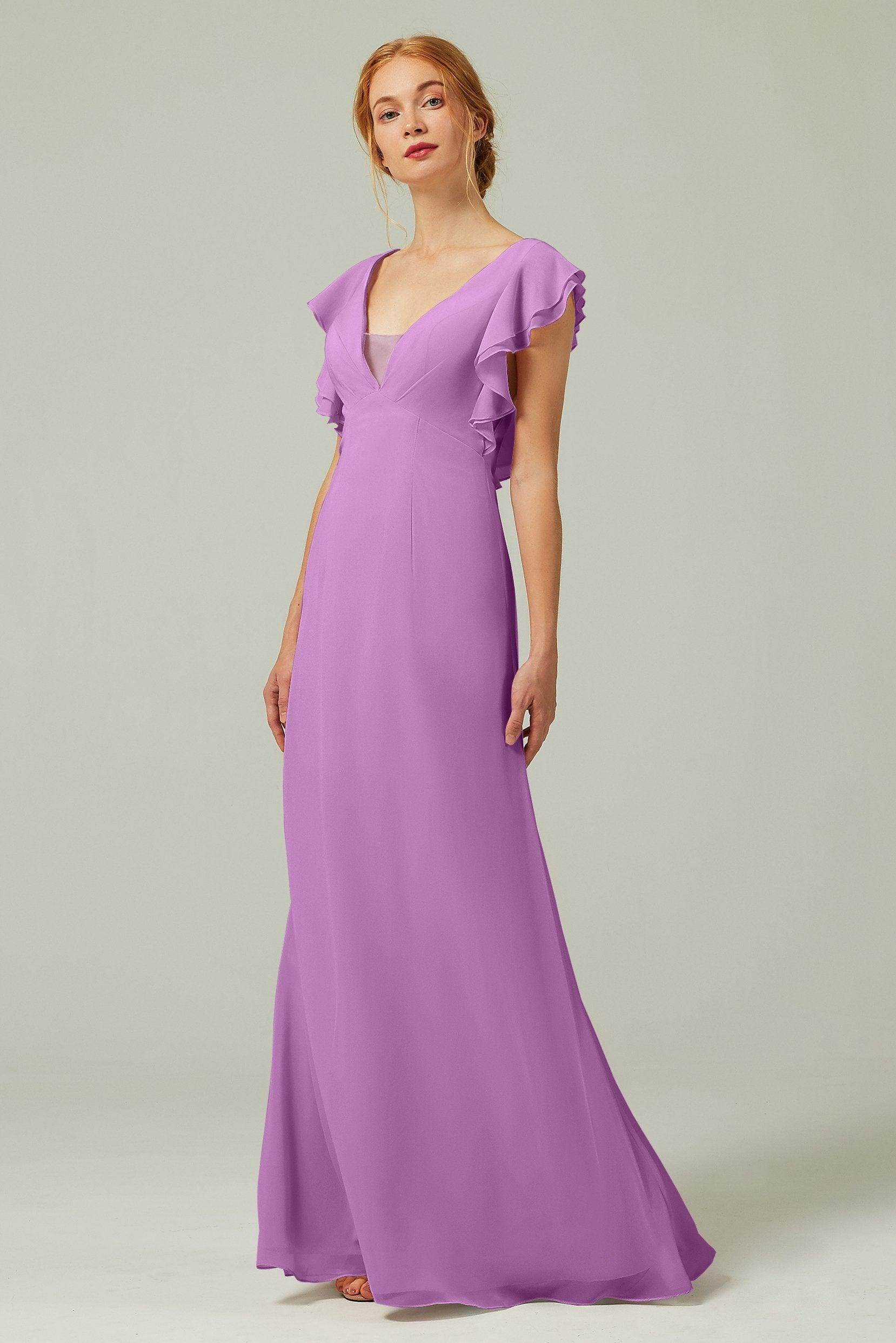 Sheath-Column Floor Length Chiffon Bridesmaid Dress CB0304