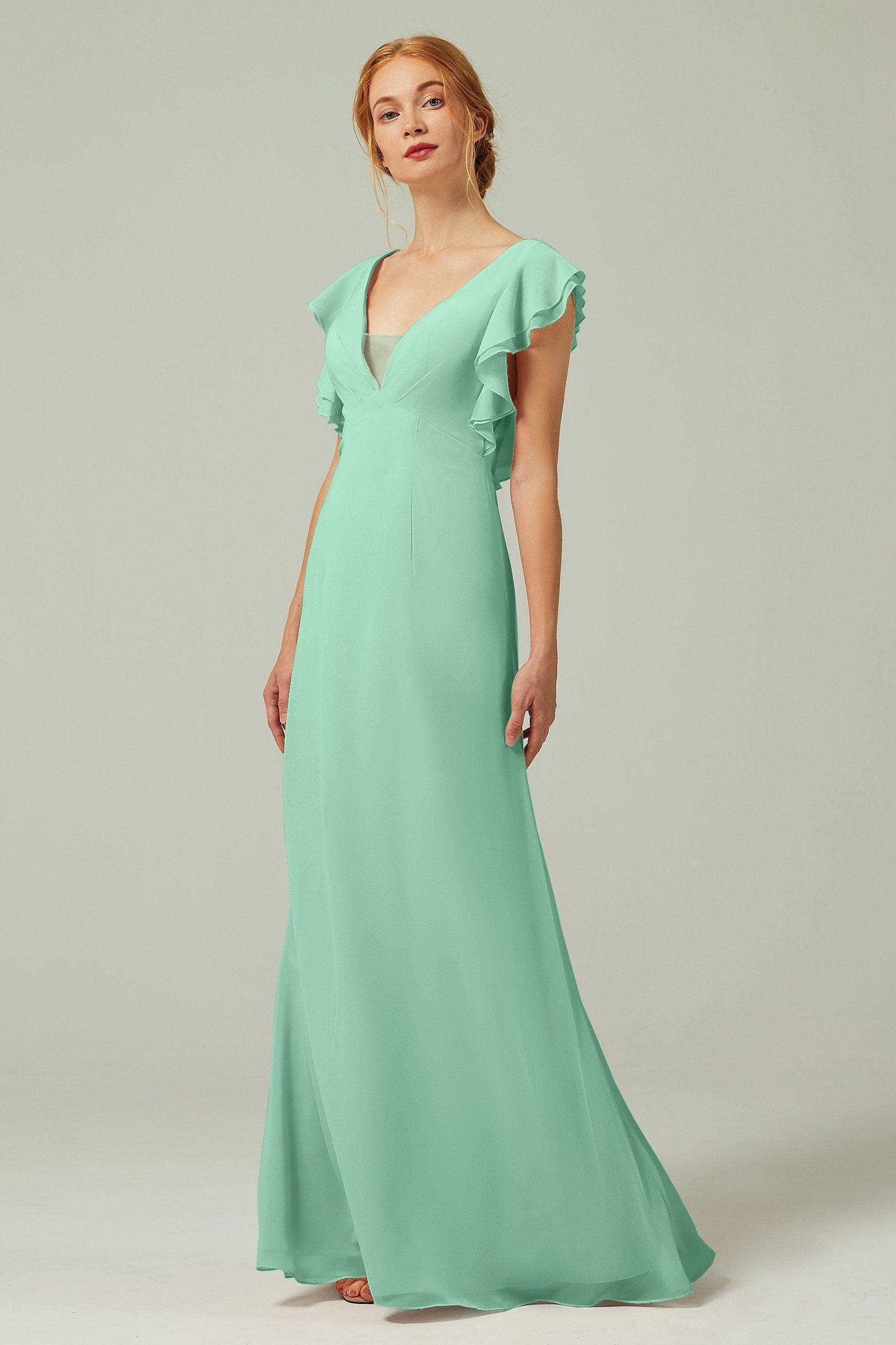 Sheath-Column Floor Length Chiffon Bridesmaid Dress CB0304