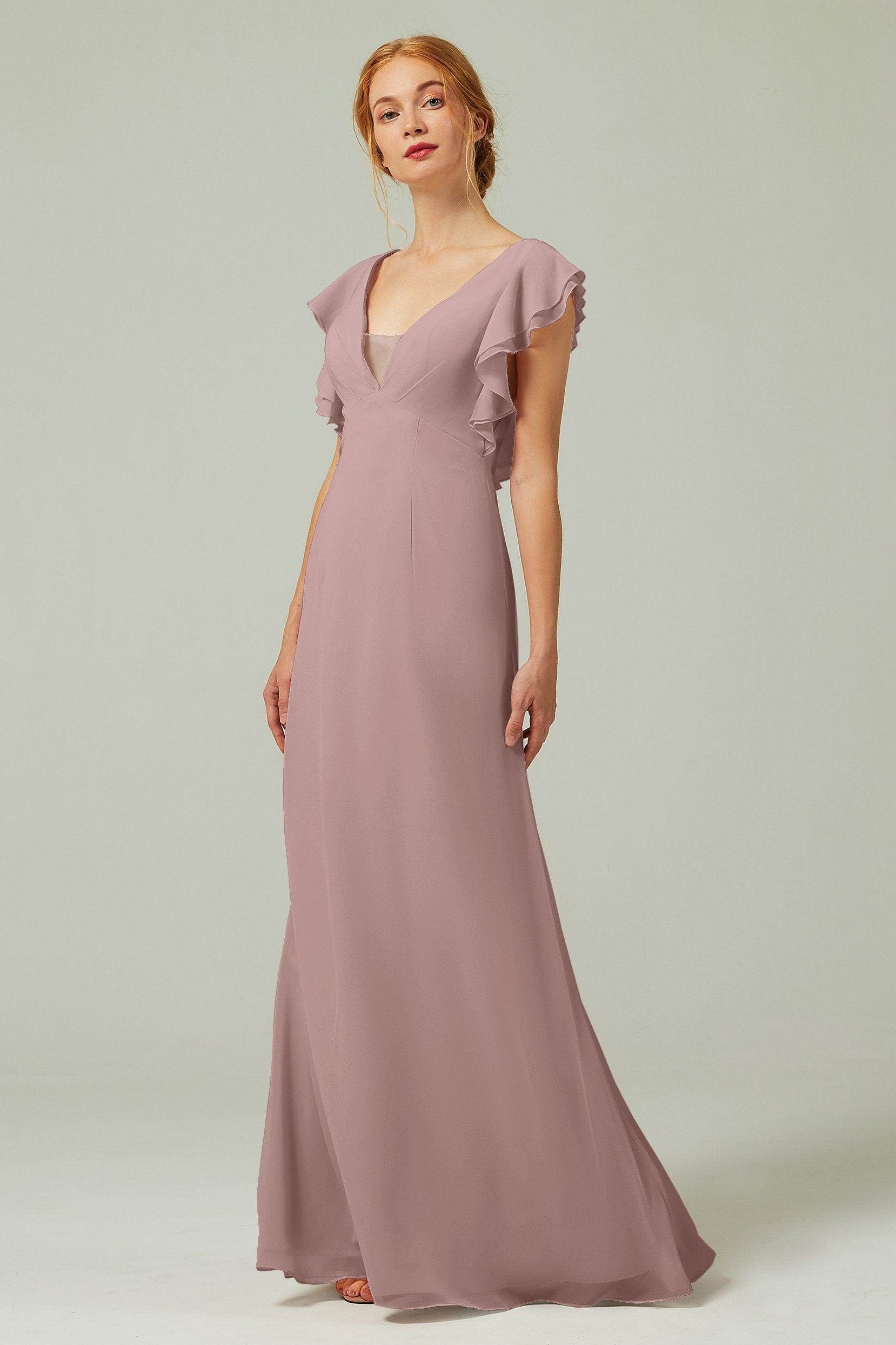 Sheath-Column Floor Length Chiffon Bridesmaid Dress CB0304