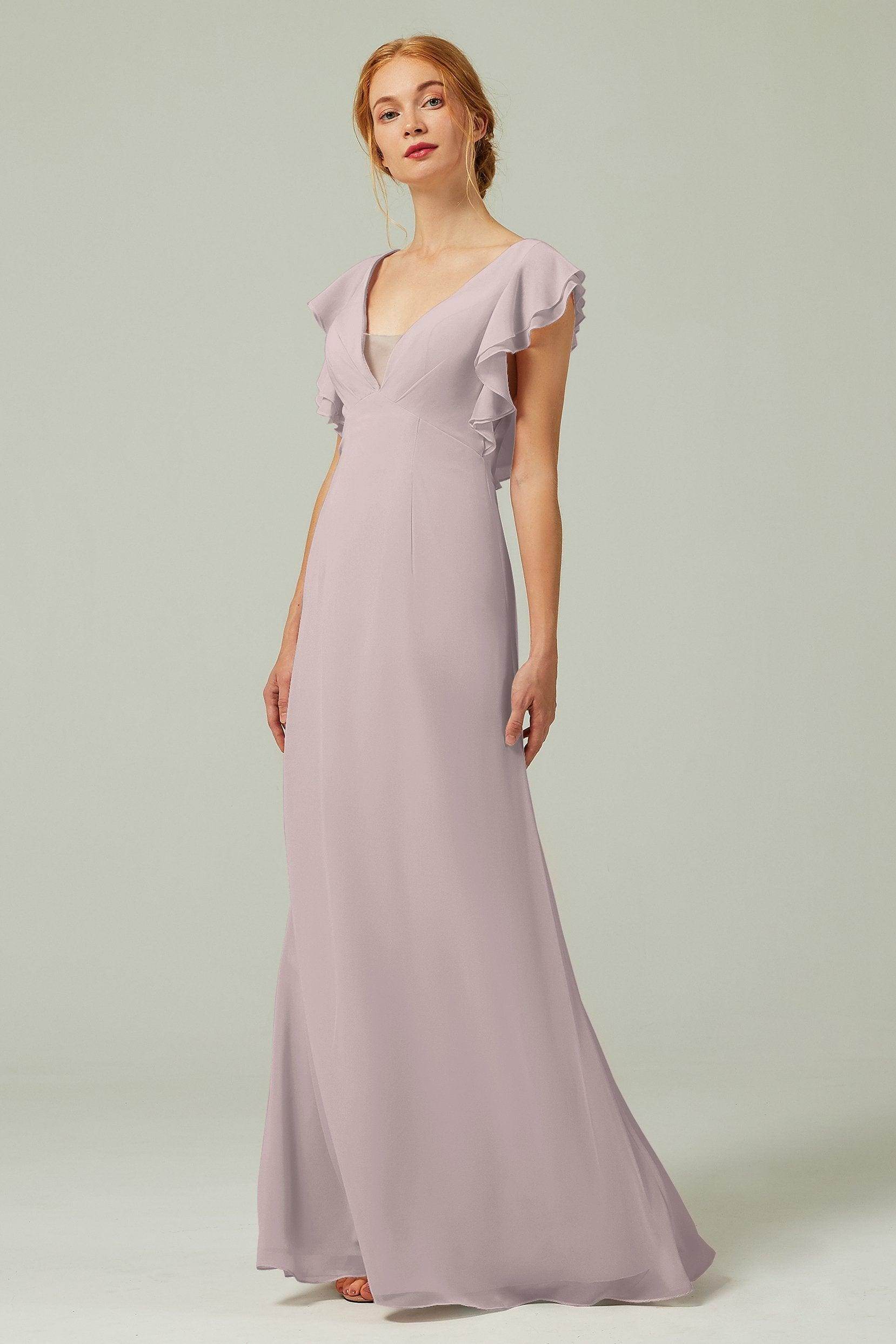 Sheath-Column Floor Length Chiffon Bridesmaid Dress CB0304