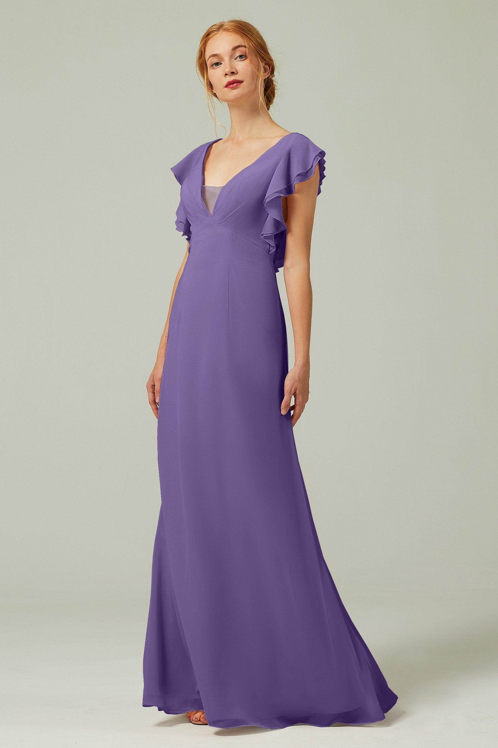Sheath-Column Floor Length Chiffon Bridesmaid Dress CB0304