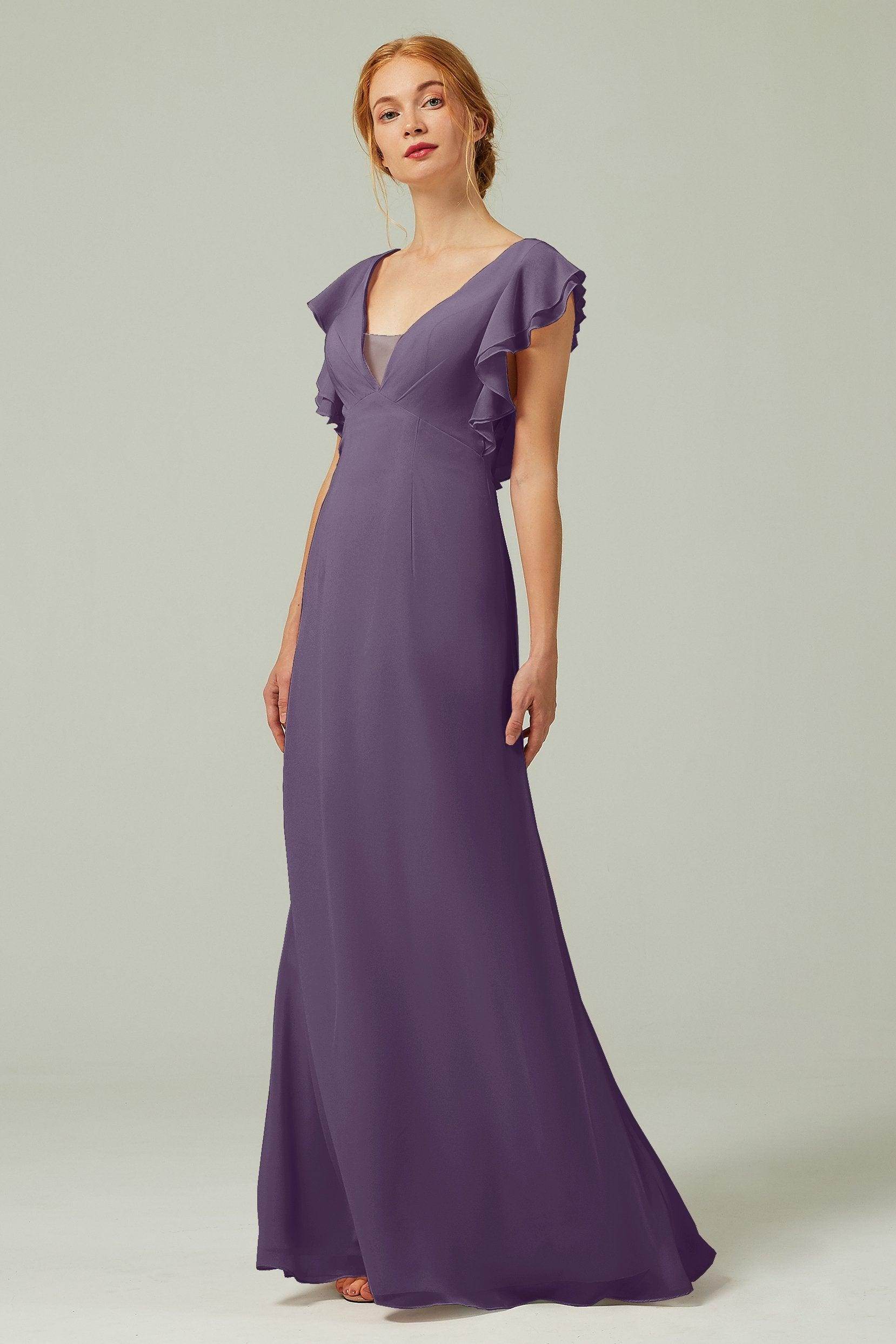 Sheath-Column Floor Length Chiffon Bridesmaid Dress CB0304