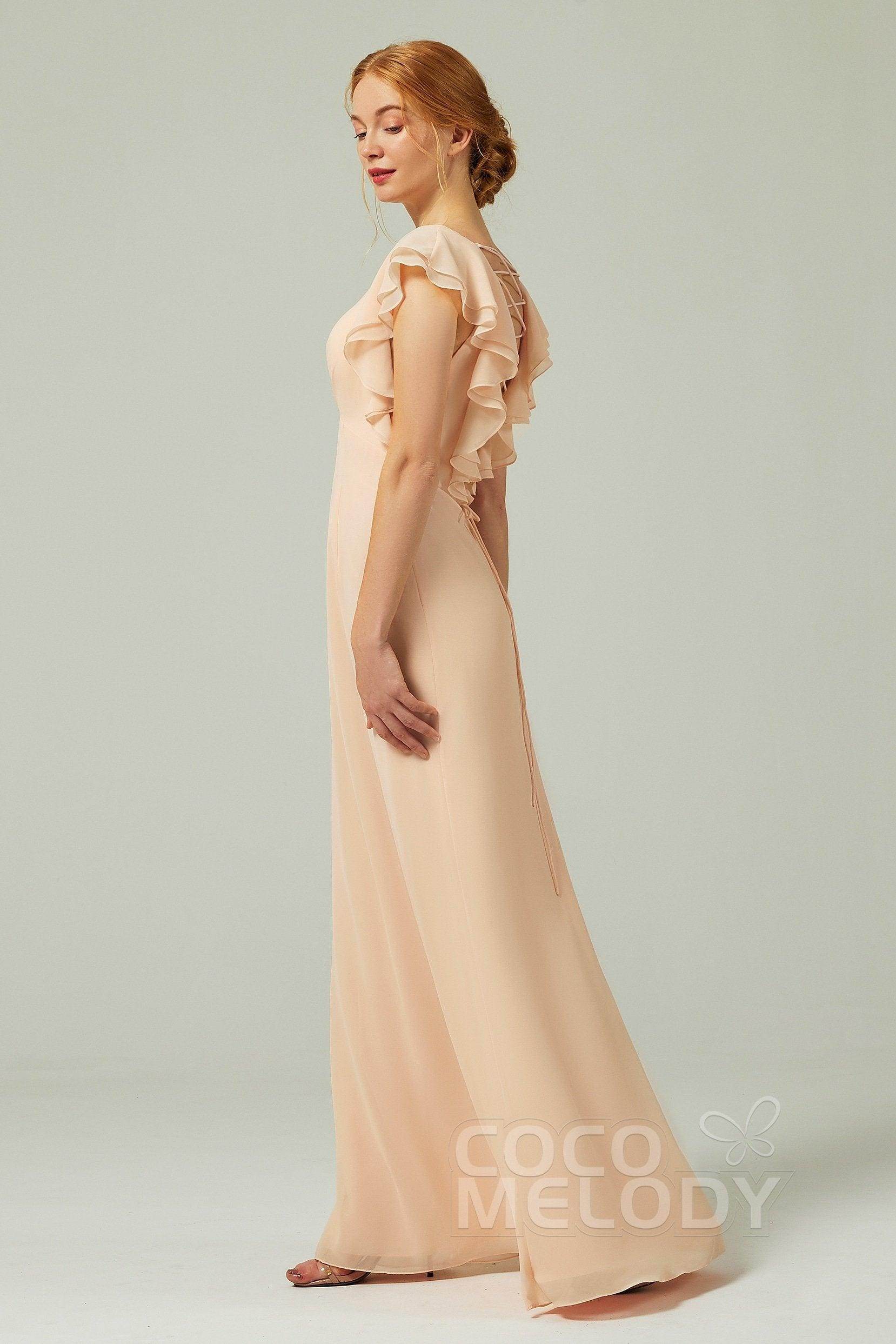 Sheath-Column Floor Length Chiffon Bridesmaid Dress CB0304